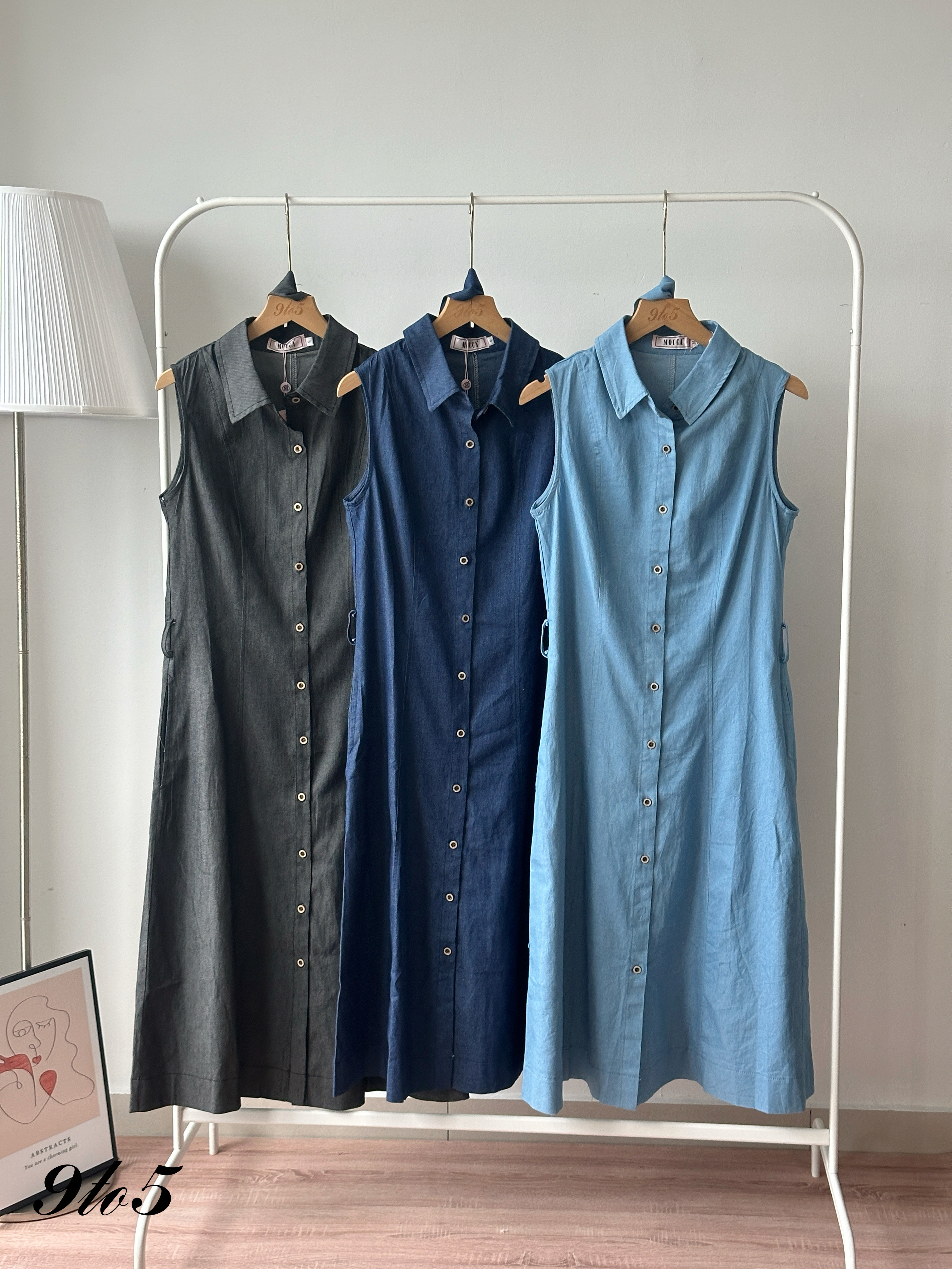 D2359 Sleeveless Denim Dress - 3 Colors 