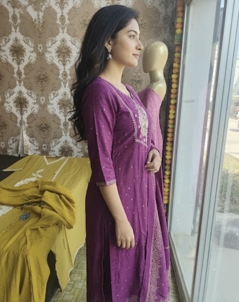 Purple Embroidered Kurta set
