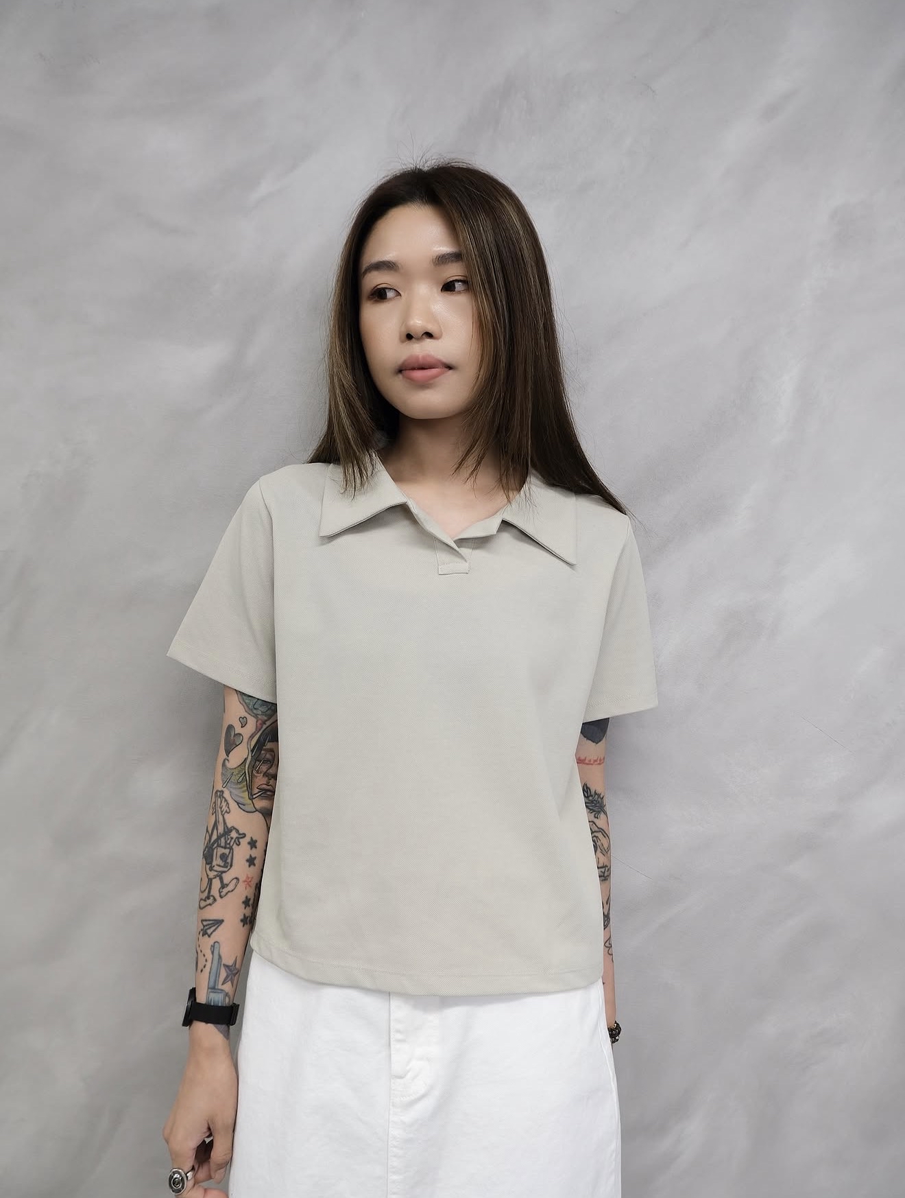 Good quality v-neck polo shirt #top130