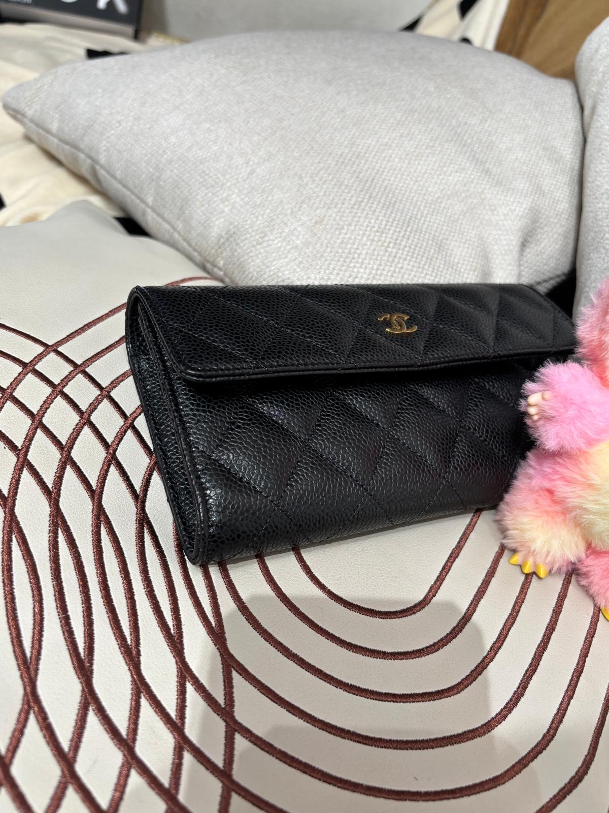 未使用品 Chanel classic long wallet 黑色荔枝牛皮 ,100%Authentic,unused ✅card✅box