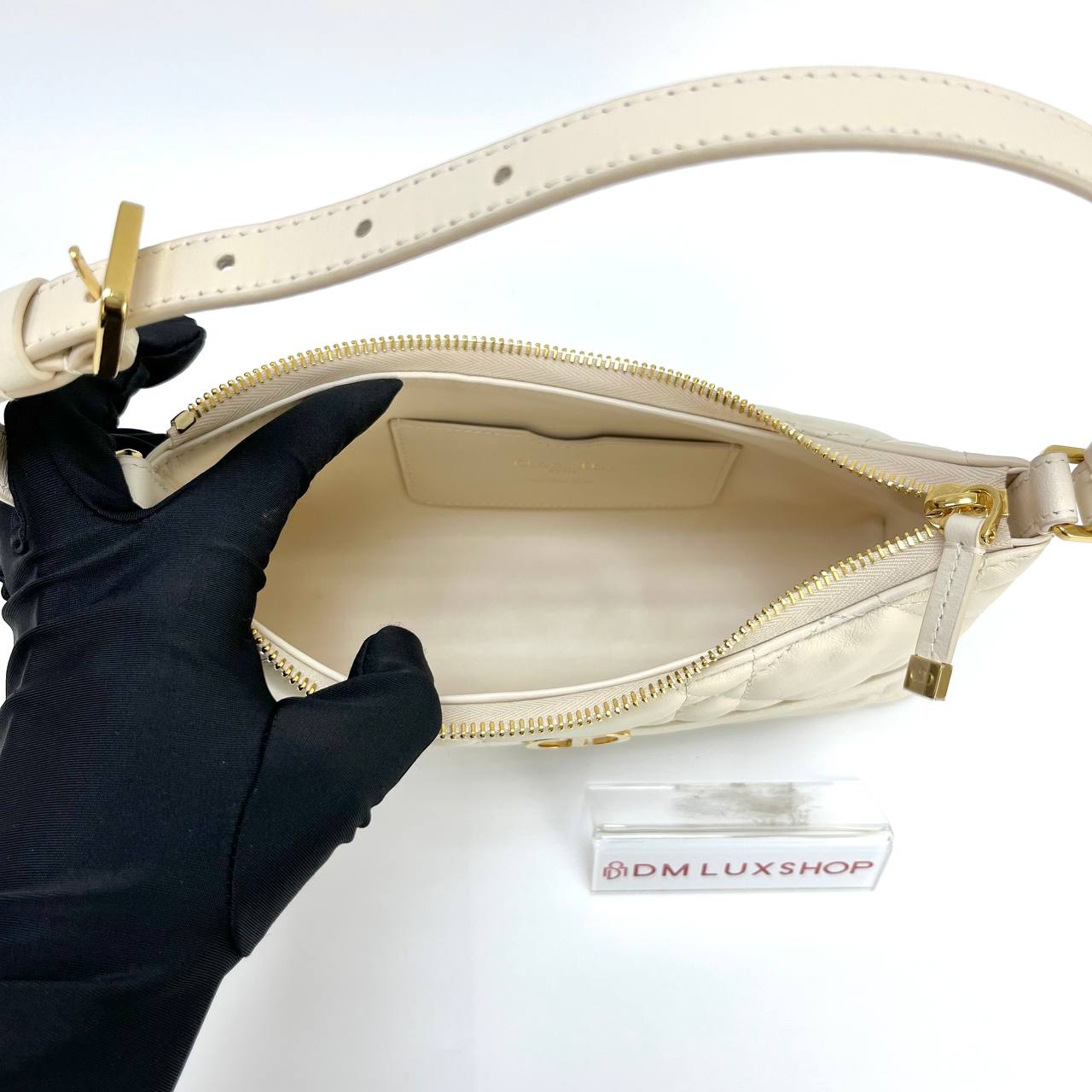 Dior White Miss Caro Mini Hobo Bag GHW