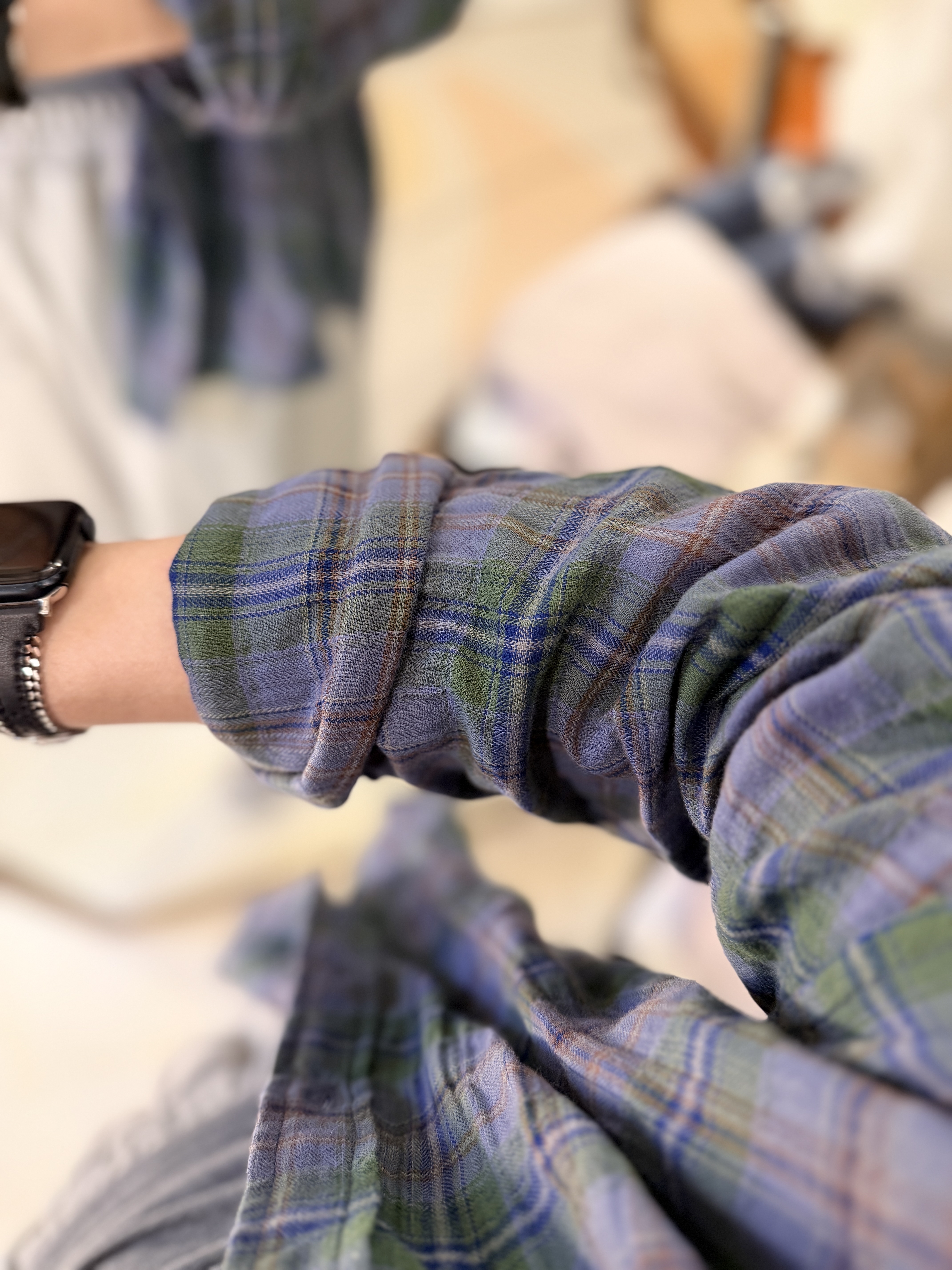 Purple light checked shirt