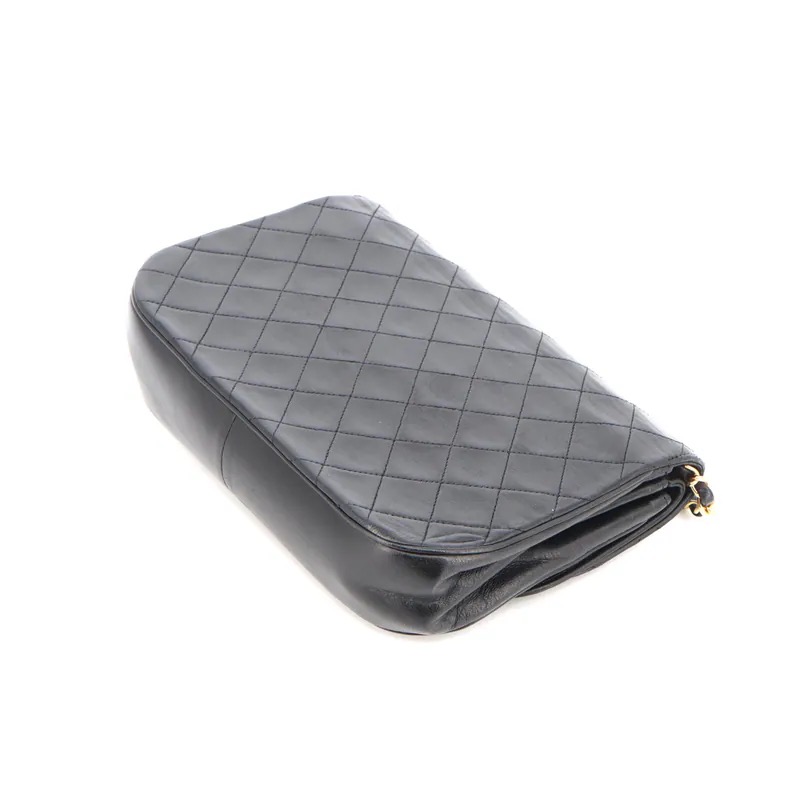 Chanel Vintage Matelasse Coco Mark Half Moon Double Flap Bag