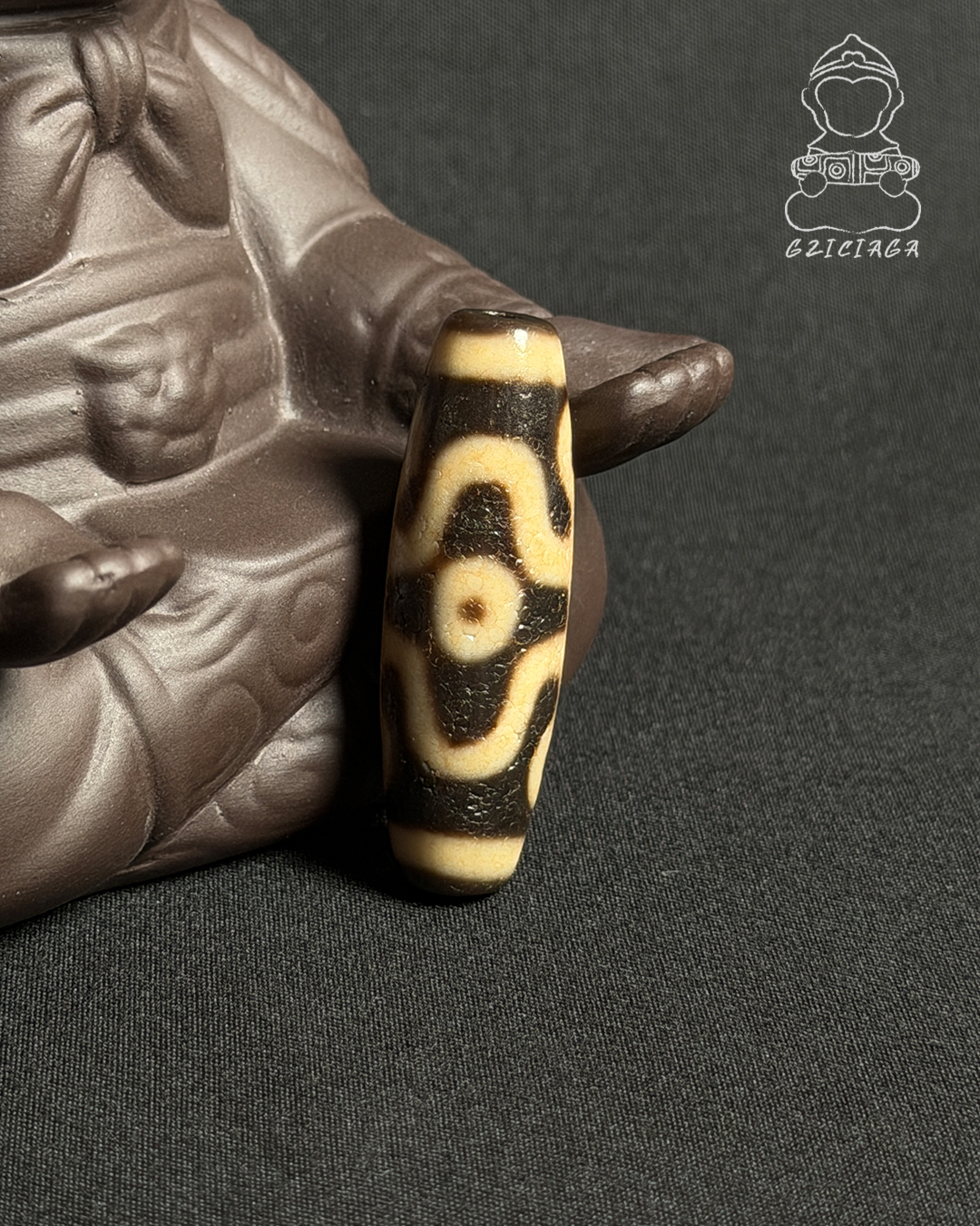 西藏至純兩眼四貴人天珠