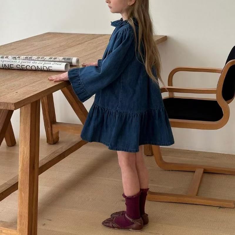 韓版荷葉領簡約牛仔裙