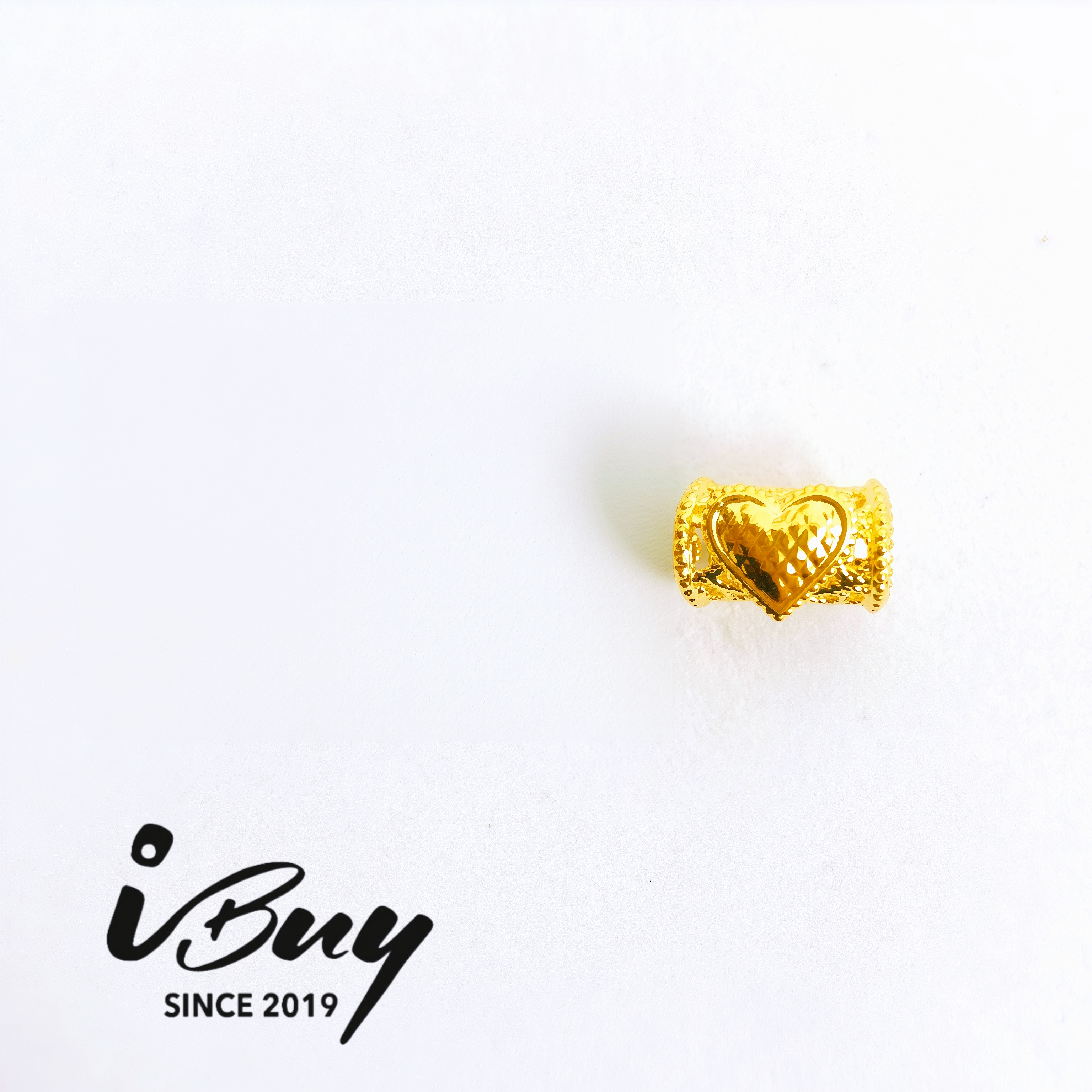 916 HARD GOLD MINI LOVE CURVED TUBE BEAD 916 硬金 爱心迷你弯管