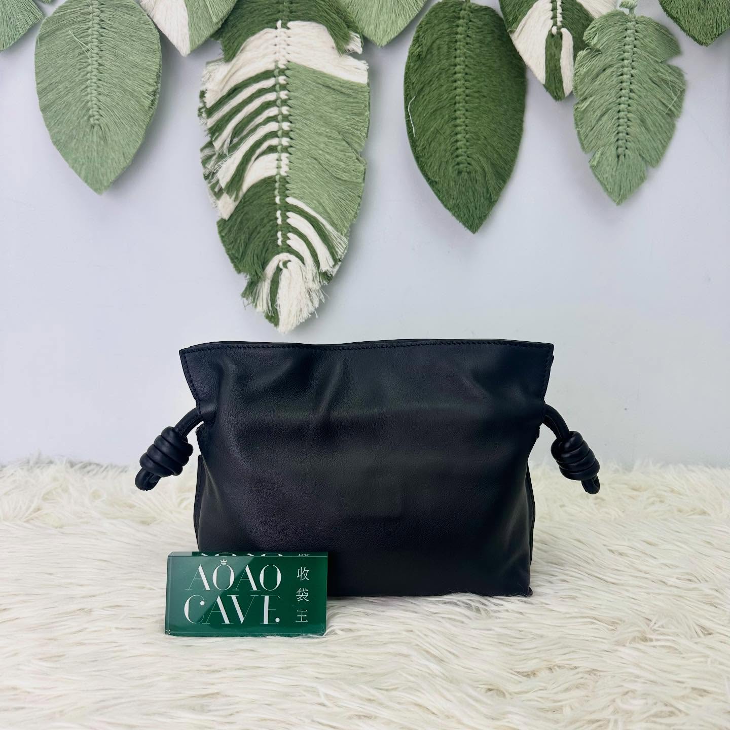 LOEWE 🤍PRE OWNED Mini Flamenco Clutch 黑金福袋包 全套有盒🖤