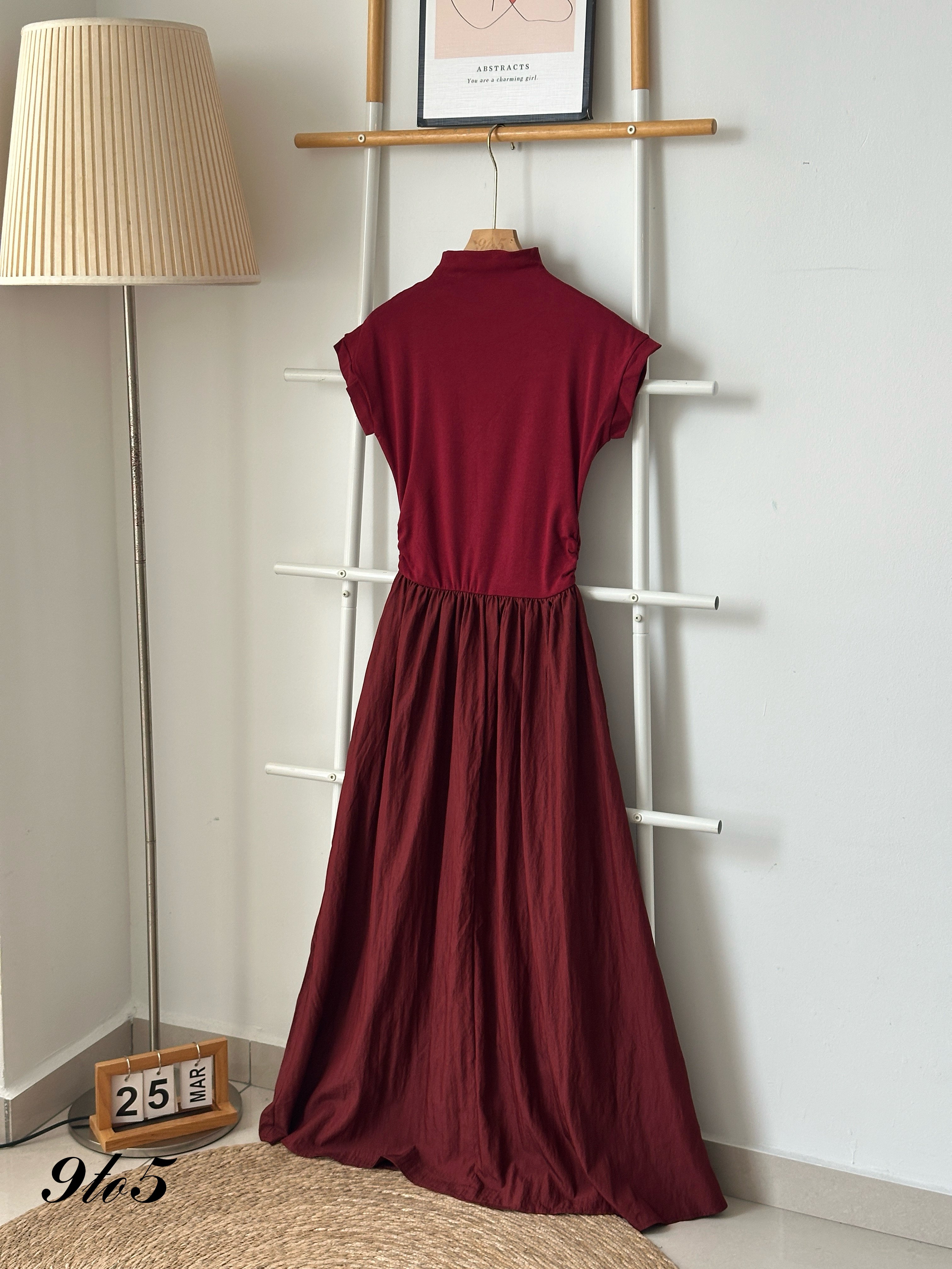 D2338 Mock Neck Dress - Red