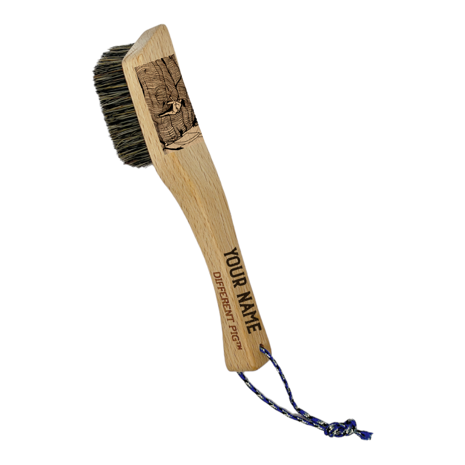 【來圖訂製】𝗗𝗜𝗙𝗙𝗘𝗥𝗘𝗡𝗧 𝗣𝗜𝗚™ OG brush with paracord fully customised by you 刻圖大豬攀岩掃