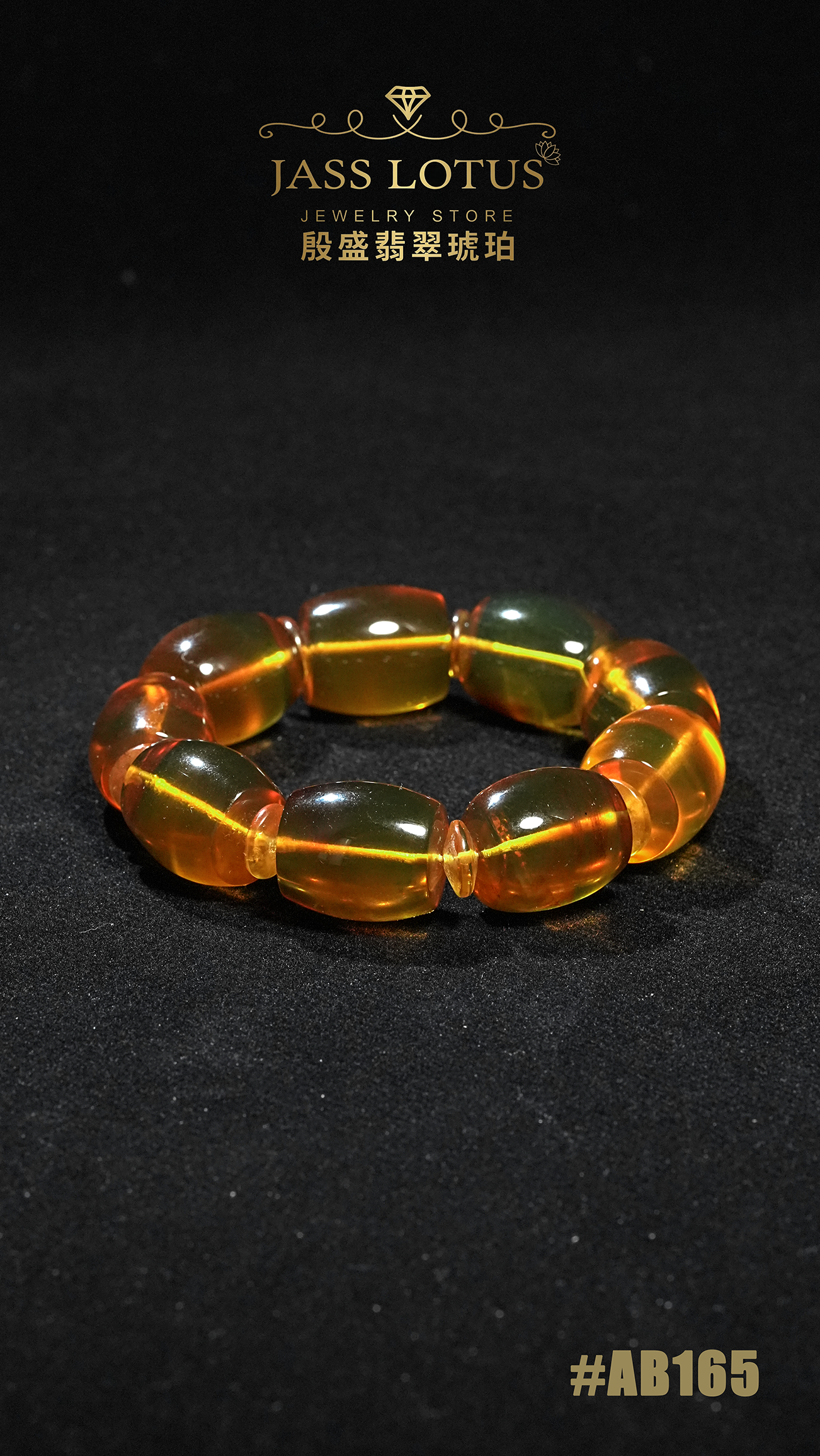 金棕珀桶形珠手串