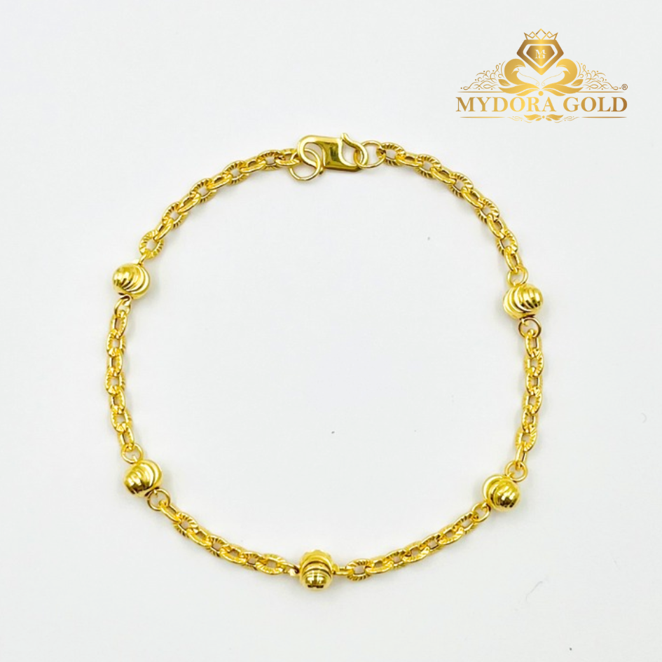 MYDORA Rantai Tangan Sauh Matahari + 5 Boba Pahat | EMAS 916/22K