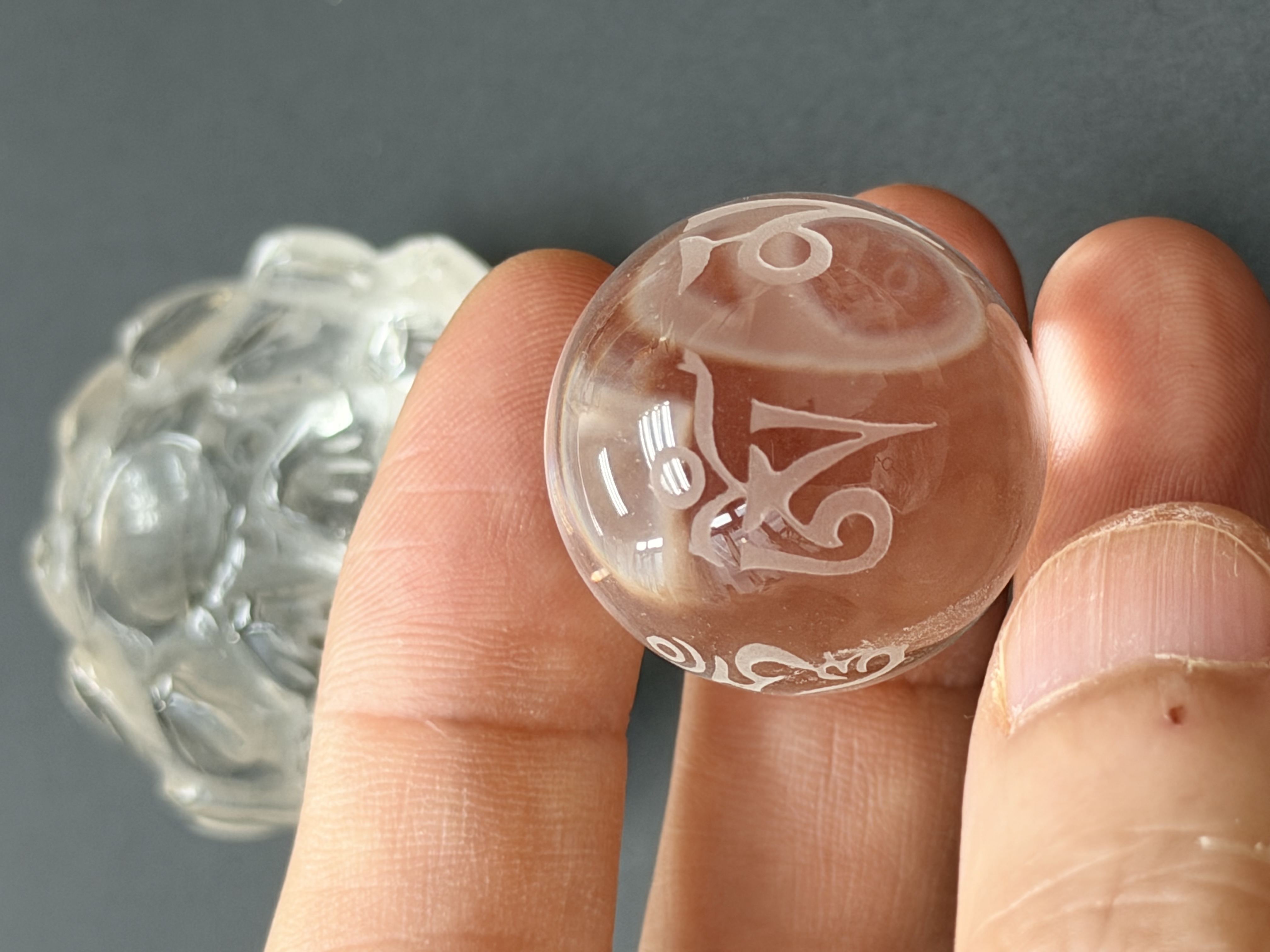 白水晶蓮花+六字大明咒水晶球（已加持）