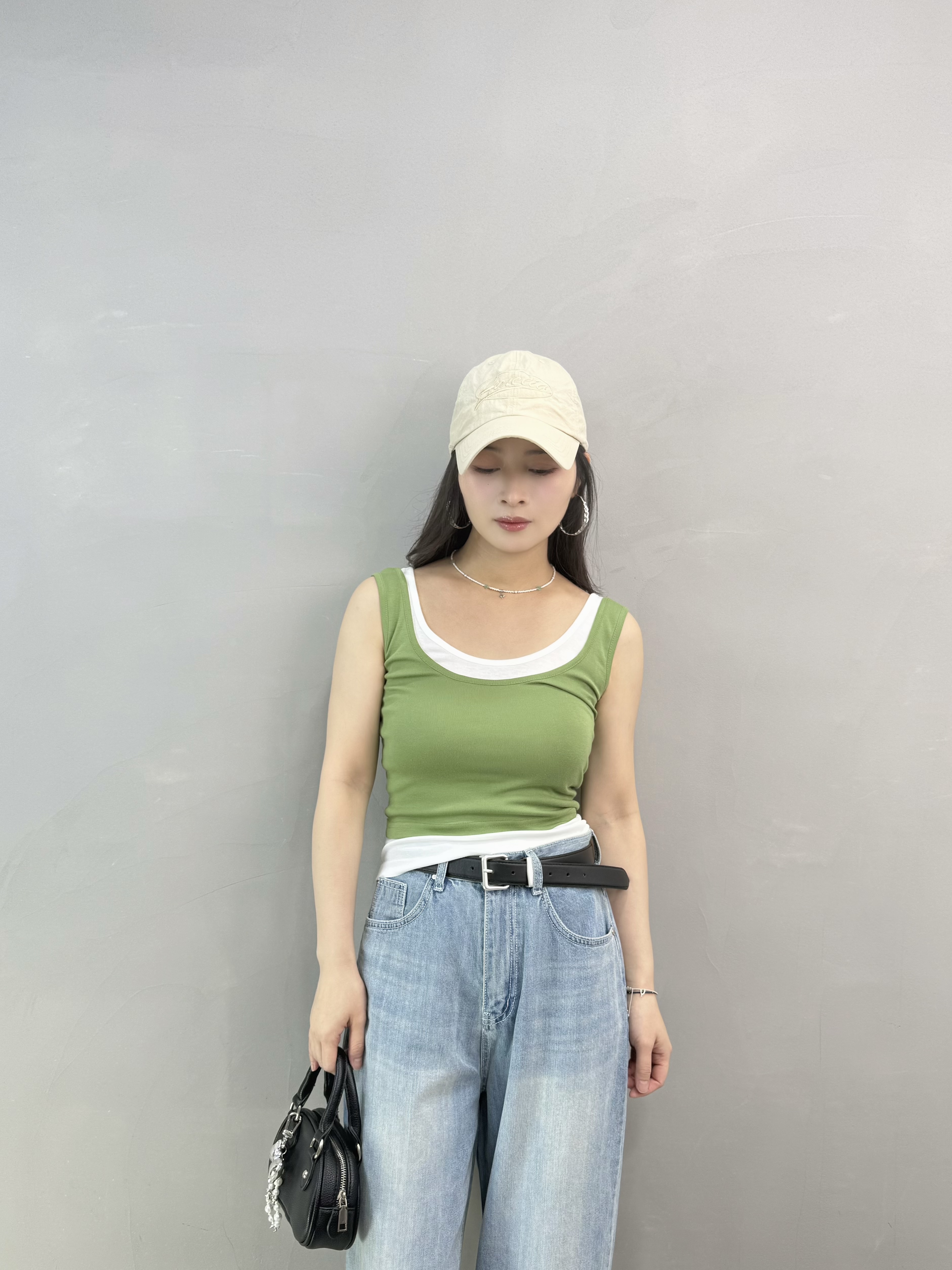 W65 撞色背心兩件Set