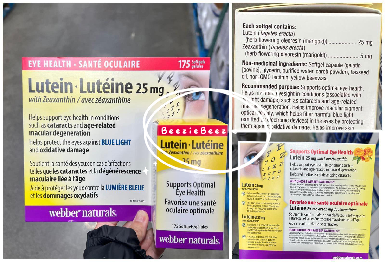 (預購 - 7月17號截單) Webber Naturals 維柏健 護眼素 - 25mg 葉黃素+ 5mg 玉米黃質 (175 粒)
