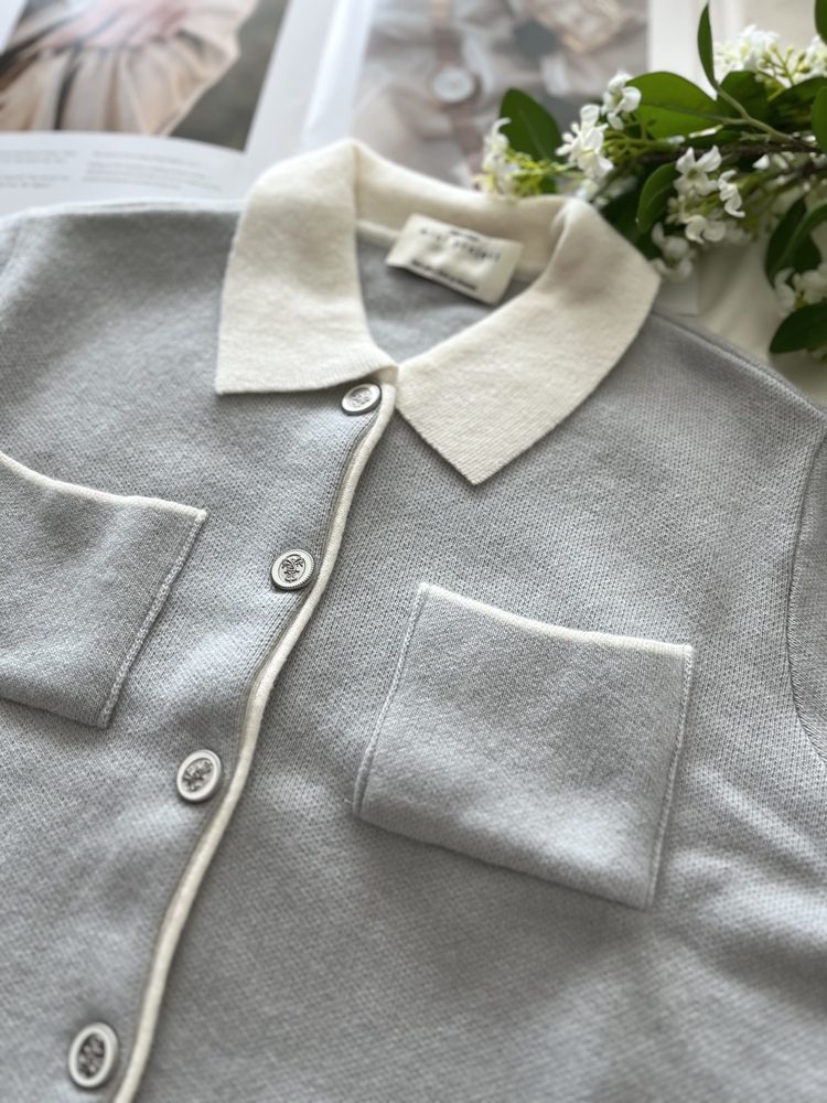 Elise Dual-Tone Cardigan (Misty Blue)