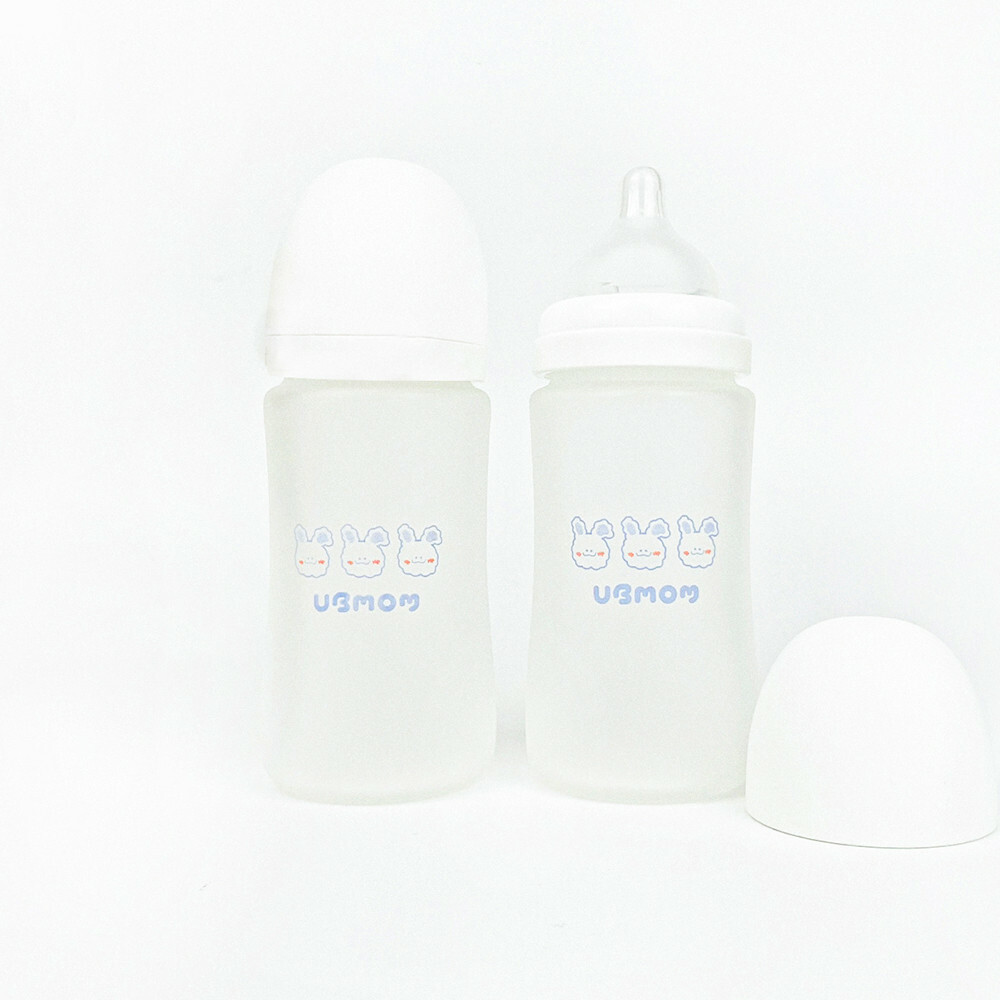 UBMOM 矽膠玻璃奶瓶（含自選尺寸矽膠奶嘴頭2個）