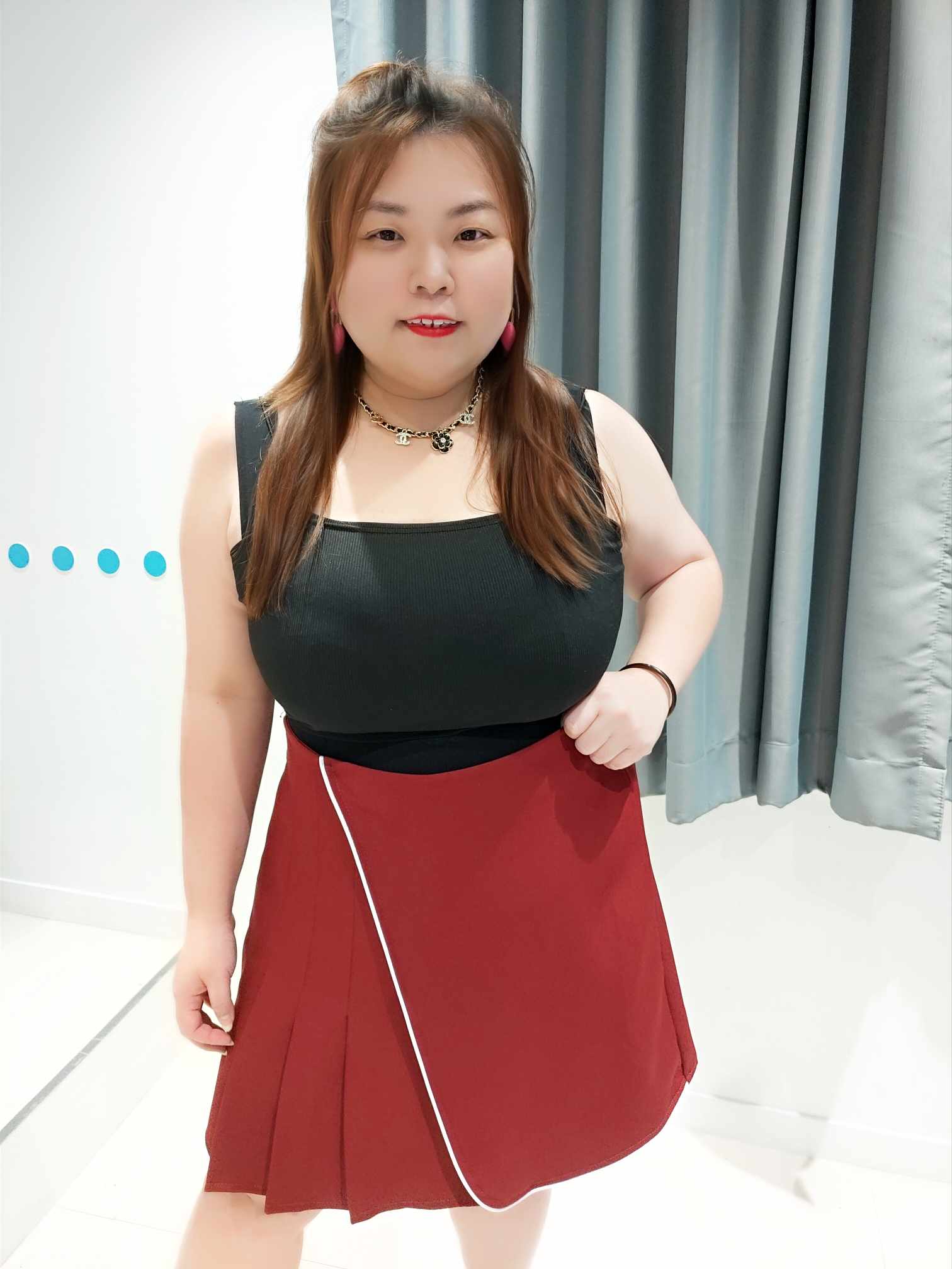 DSE04 小拼百褶设计裤裙