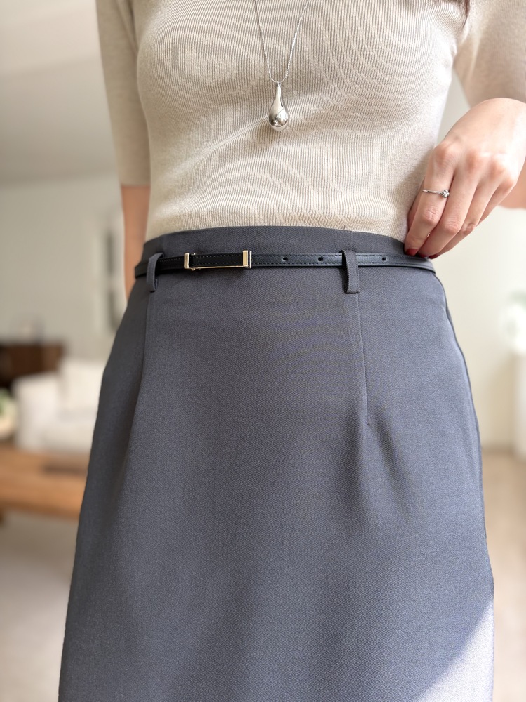 The Classy Belted Skirt (Charcoal)