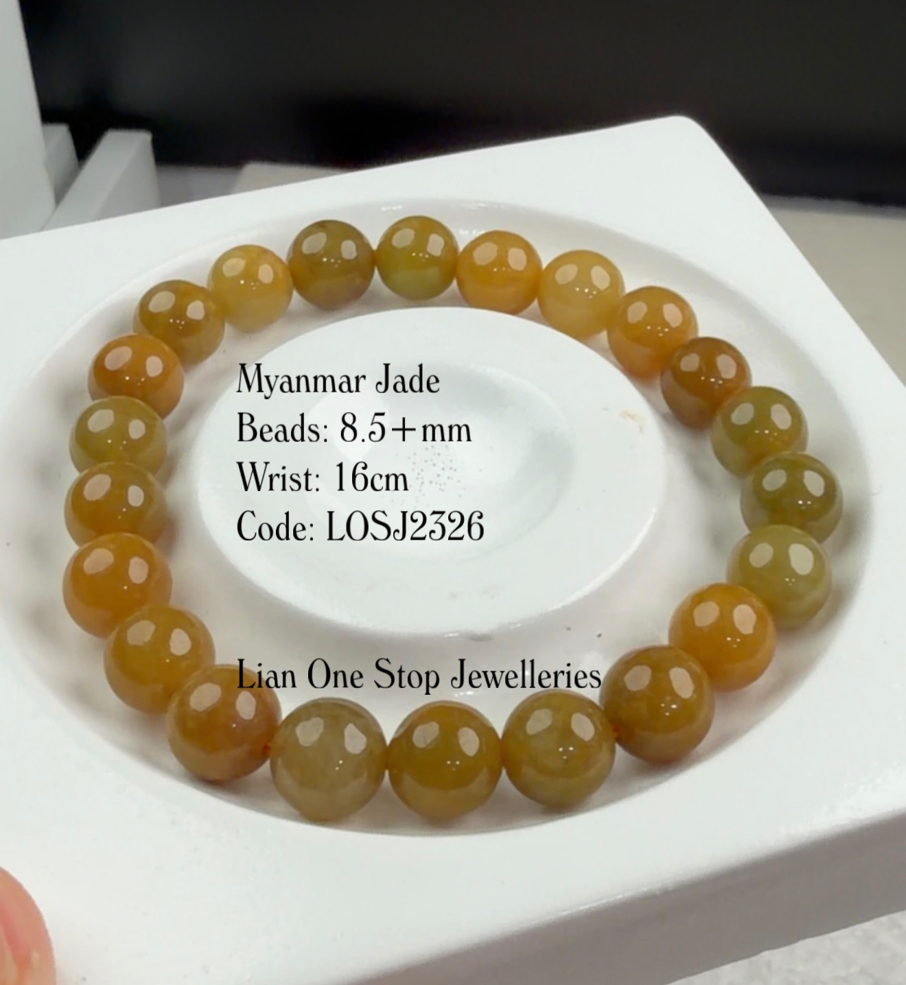Code: LOSJ2326 Yellow Olive Myanmar Jade 8+mm  