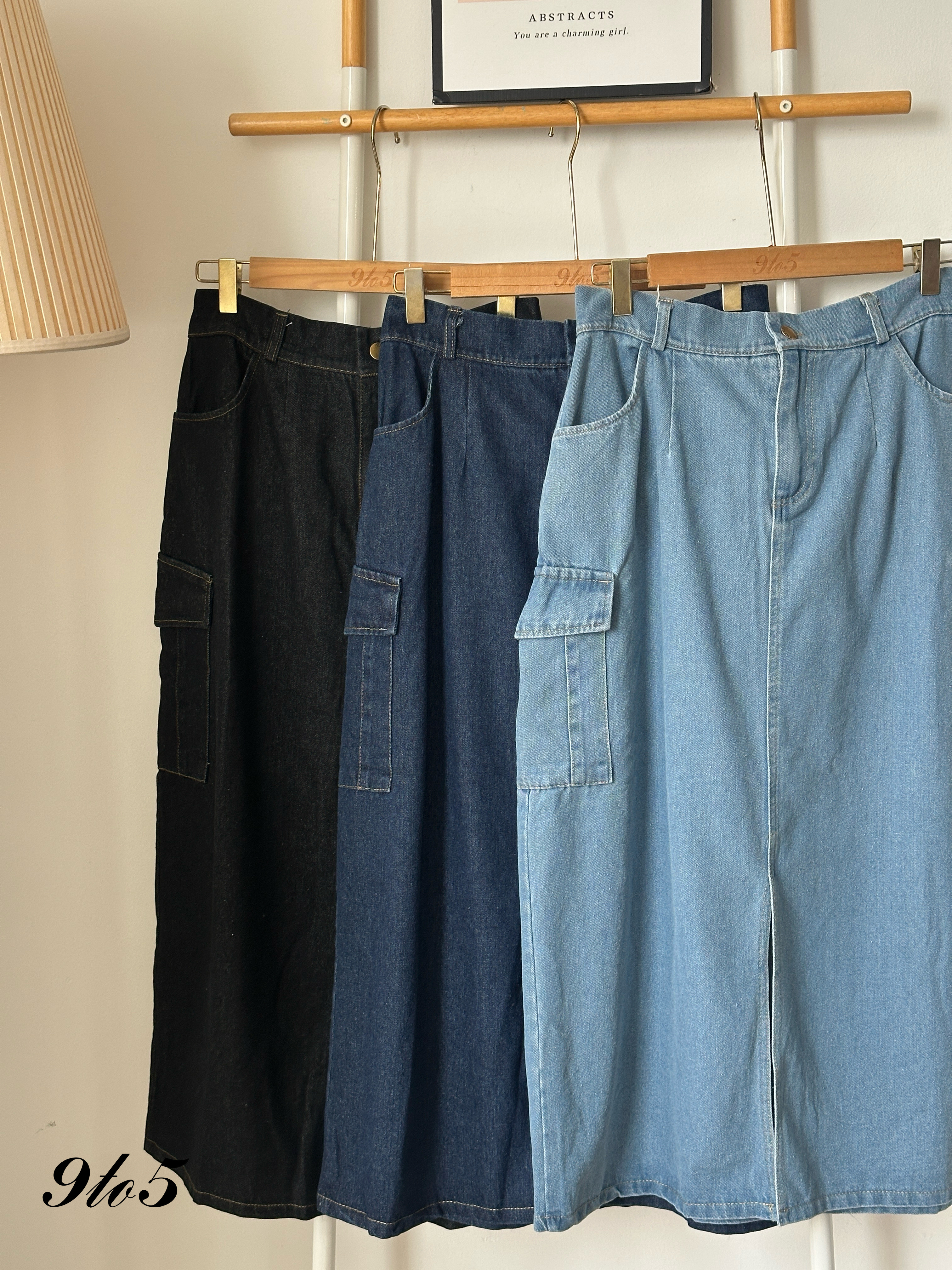 S1843 A Line Denim Skirt - 3 Colors 