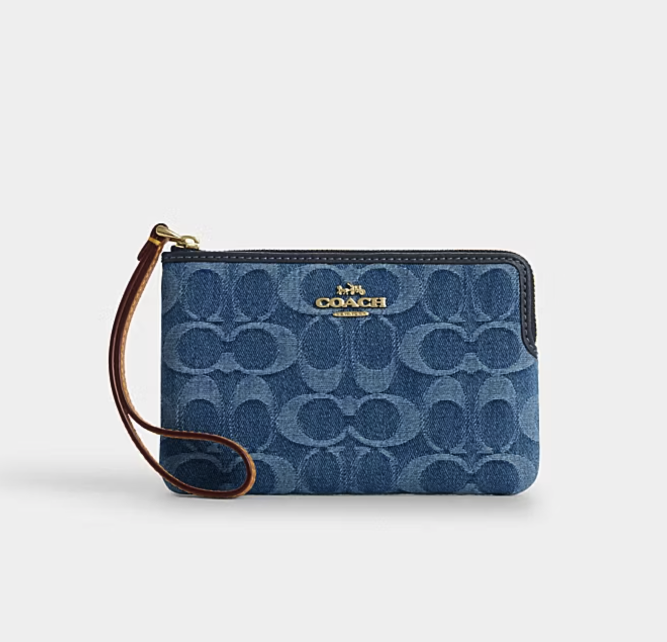 COACH Corner zip wristlet with quilting