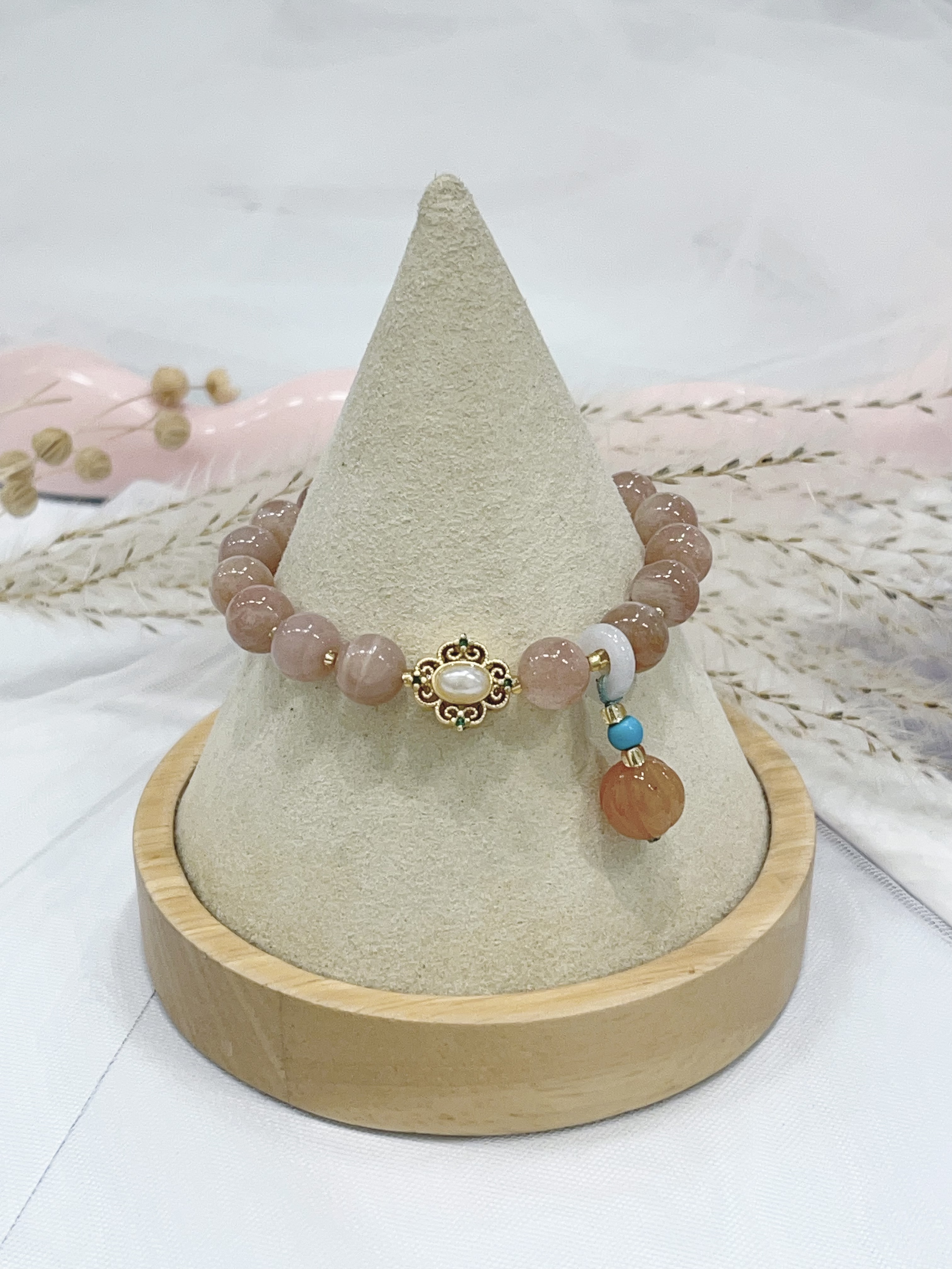 ☀️ 太阳石 × 新中式珍珠手串 Sunstone & Pearl | 8mm