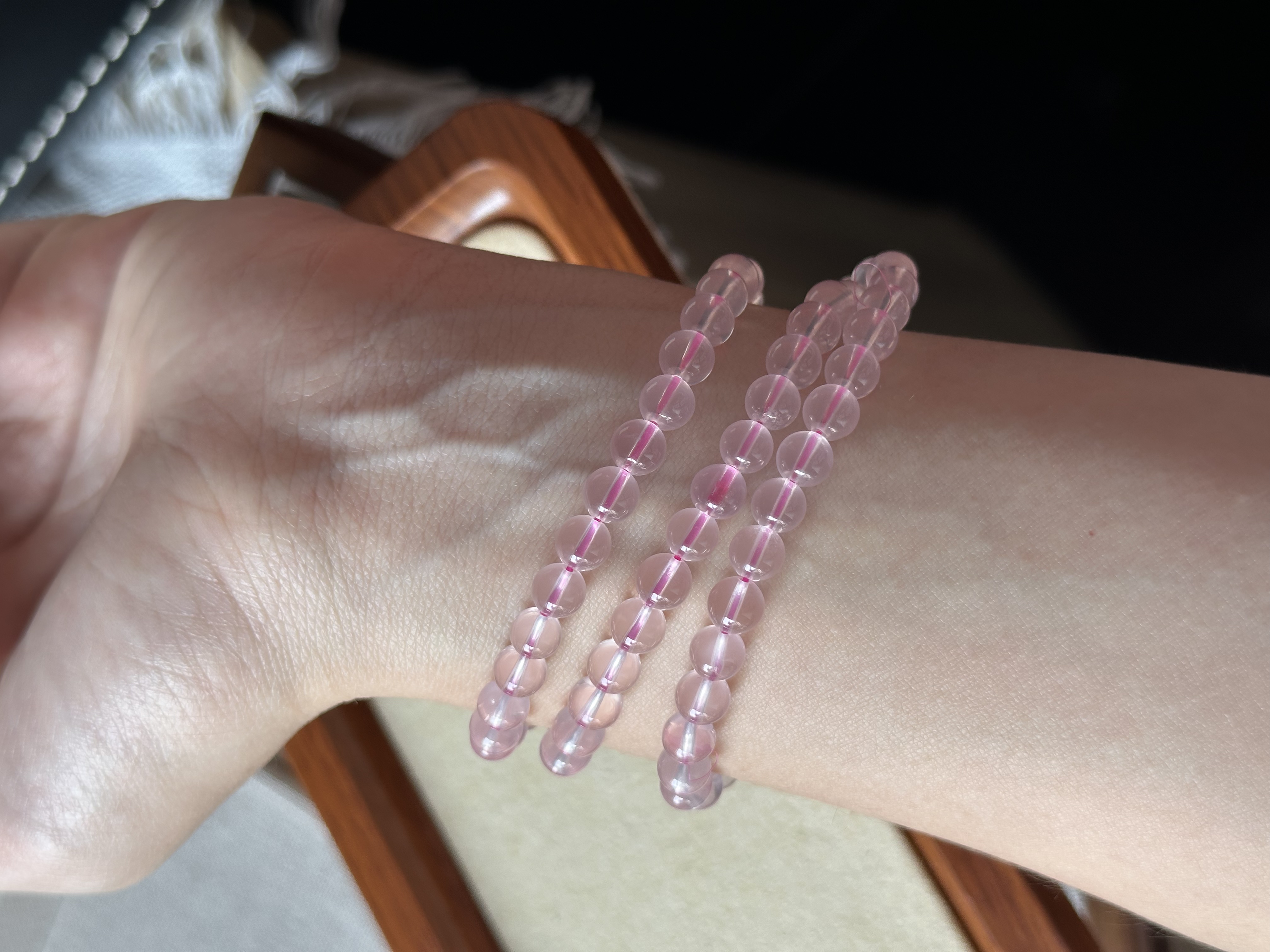 高货星光粉水晶三圈 ｜ Starlight Rose Quartz 6m+ 3 laps