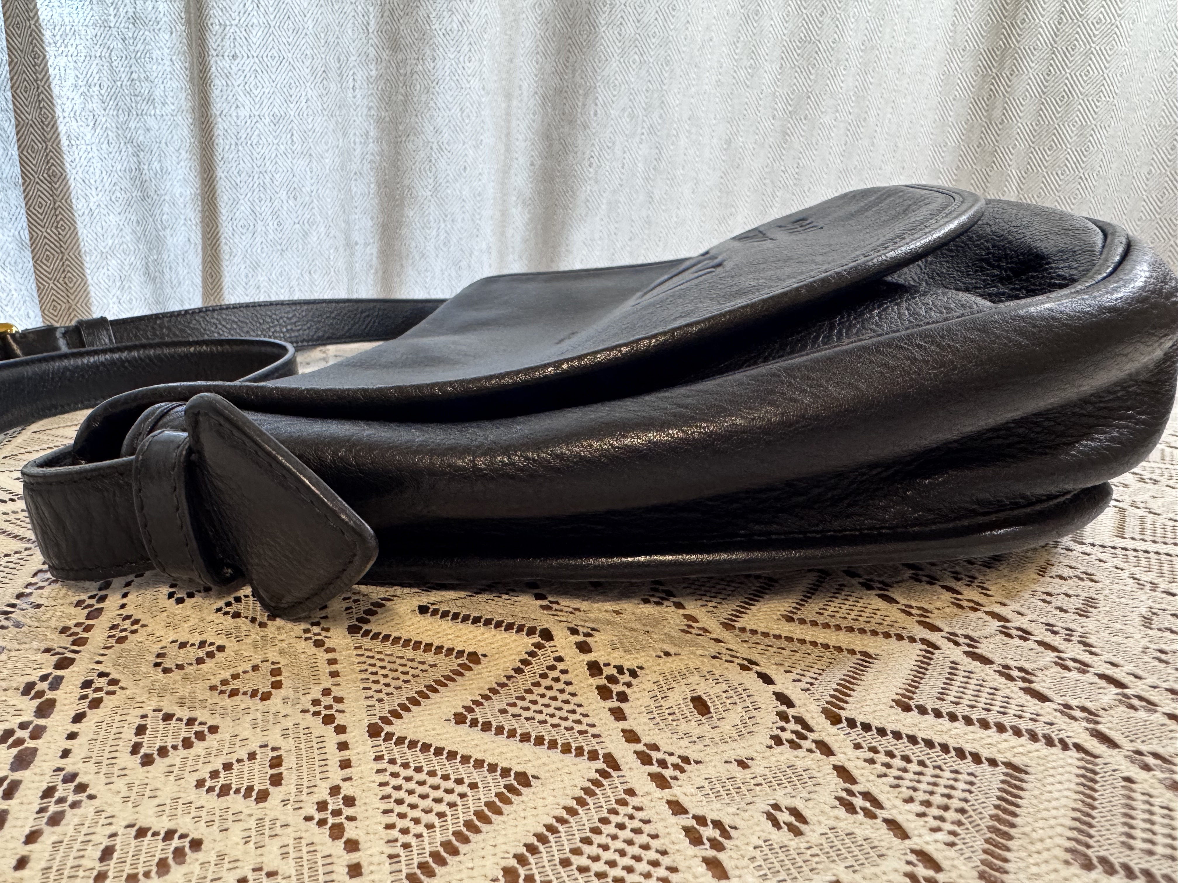 Loewe Black Leather Shoulder Bag