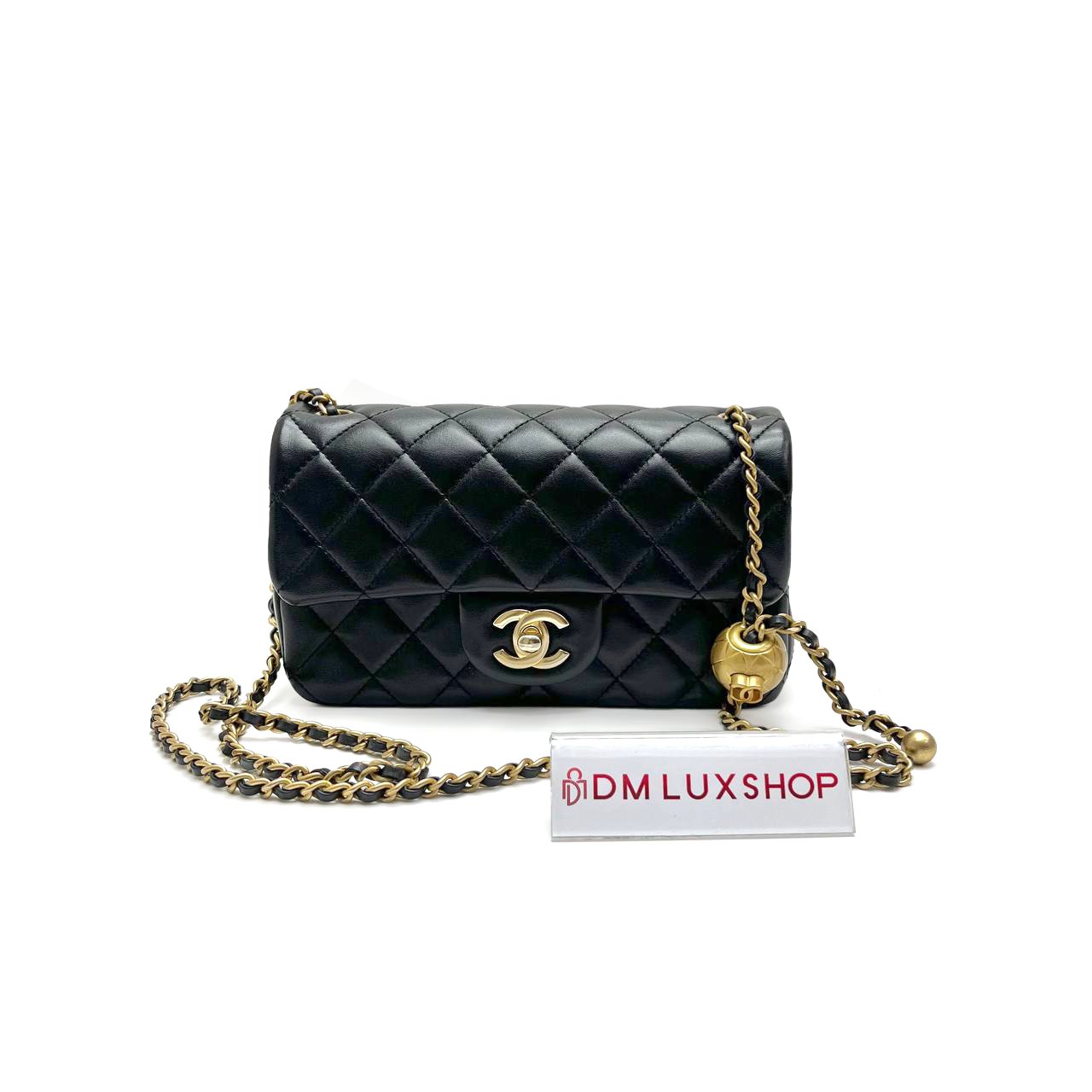 Chanel CF Black Pearl Crush Mini Rectangular GHW (Microchip)