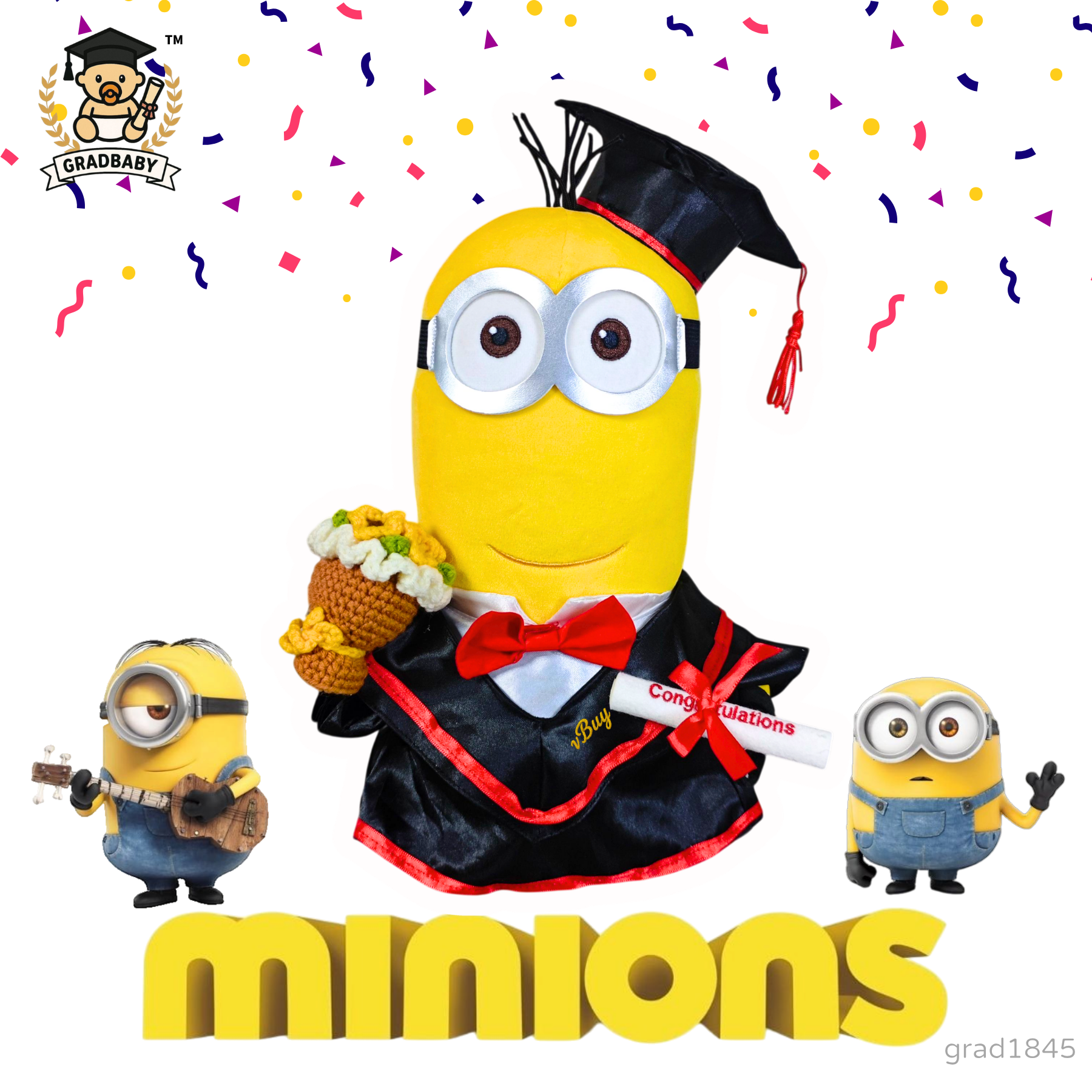 Minions Kelvin畢業公仔可加名 神偷奶爸小小兵畢業禮物 Despicable Me正版香港現貨 Graduation Plush grad1845