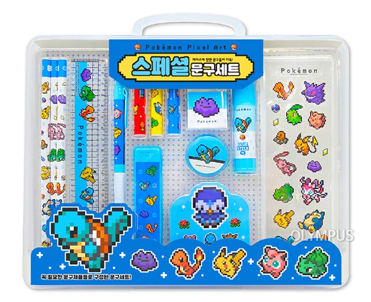 【預購】韓國直送 Pokemon pixel art 像素風文具套裝 (大盒款)