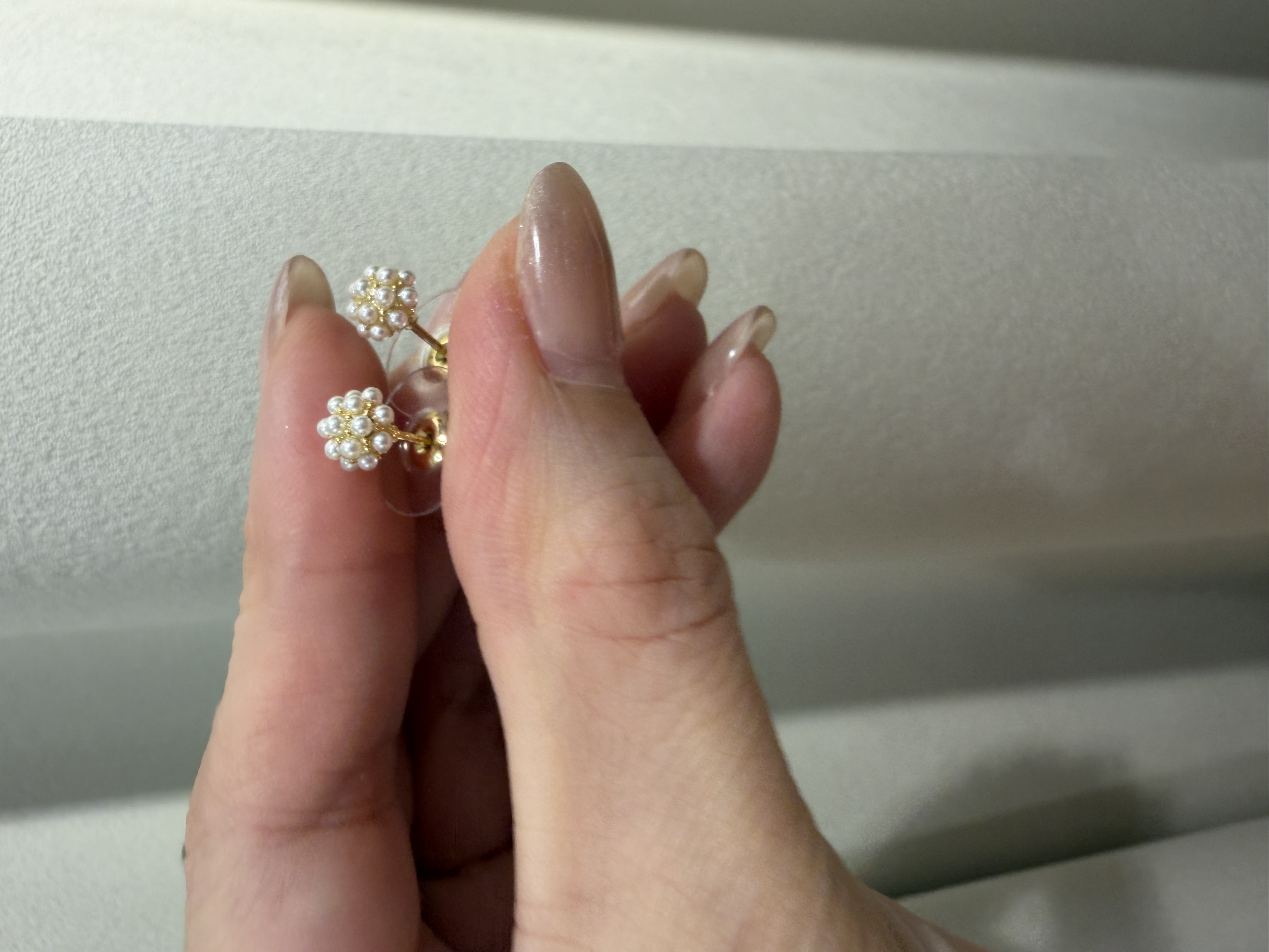 韓國設計18K鍍銀珍珠耳環