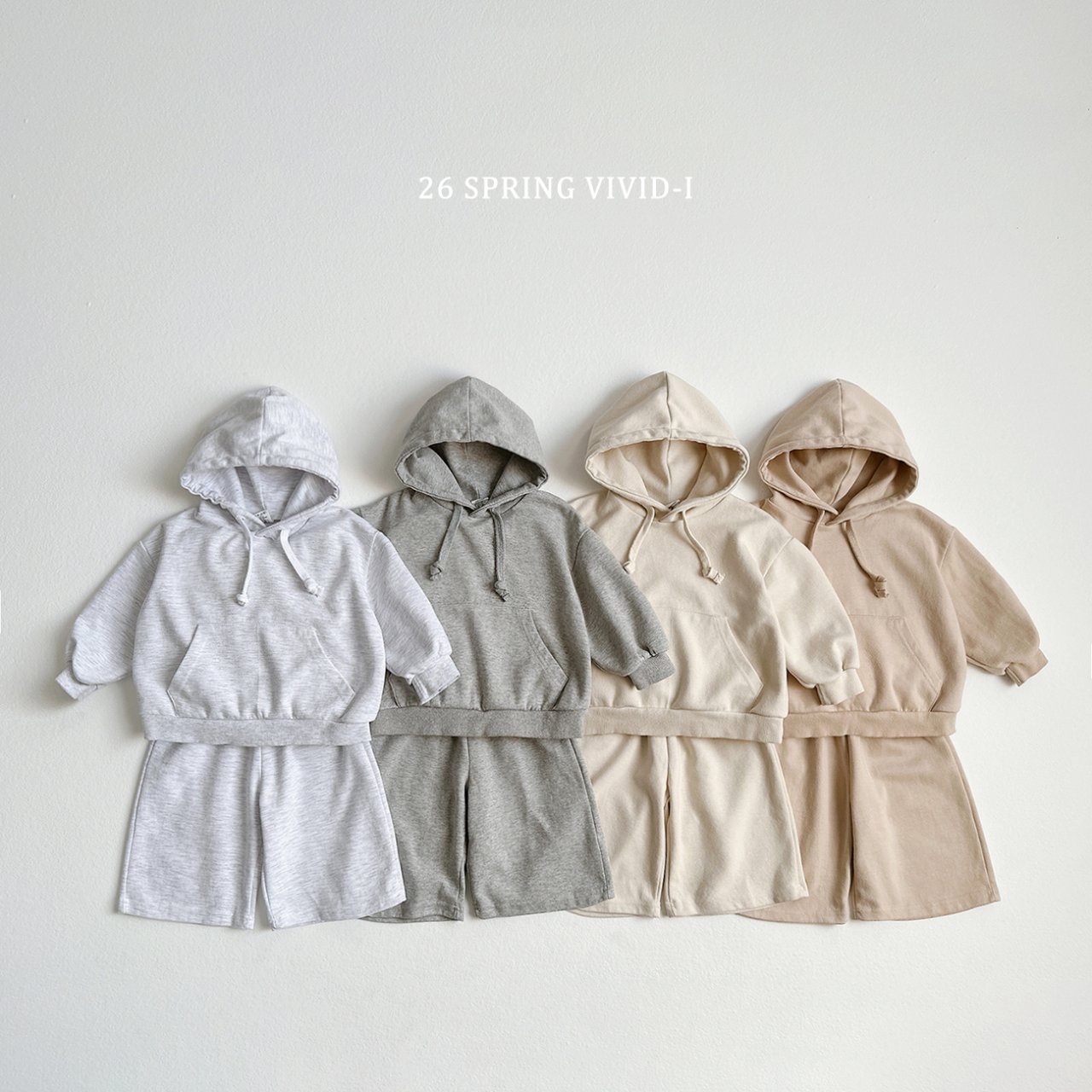 🌸預訂 韓國直送🌸🇰🇷VIVIDI四色袋鼠口袋連帽衛衣八分褲上下套裝