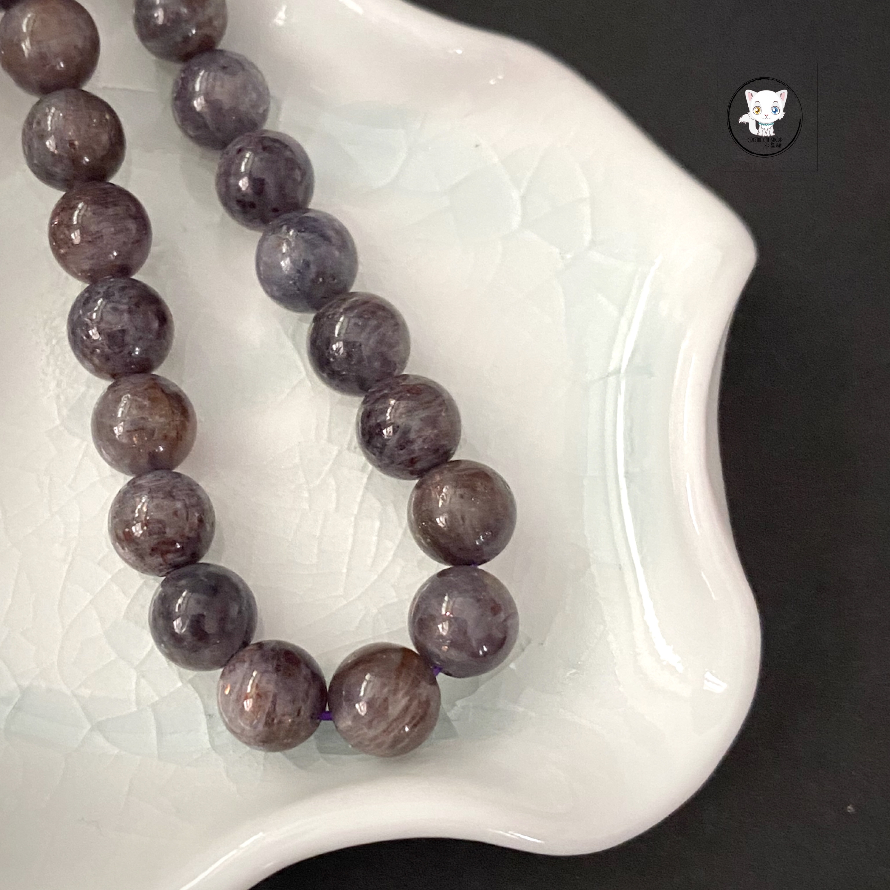 天然草莓堇青石手鏈 7.6mm