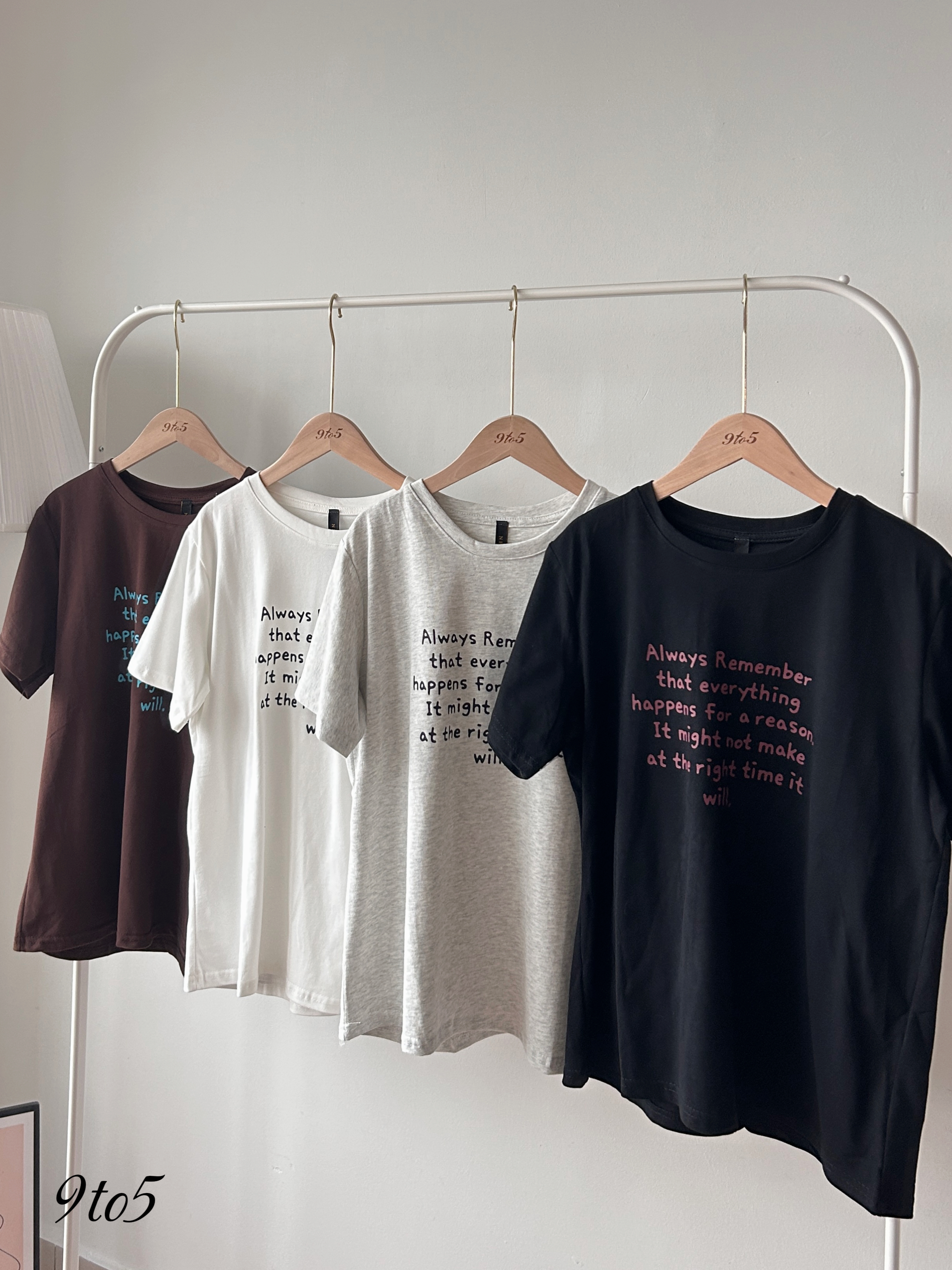 T4458 Slogan Short Sleeves Tee - 4 Colors 