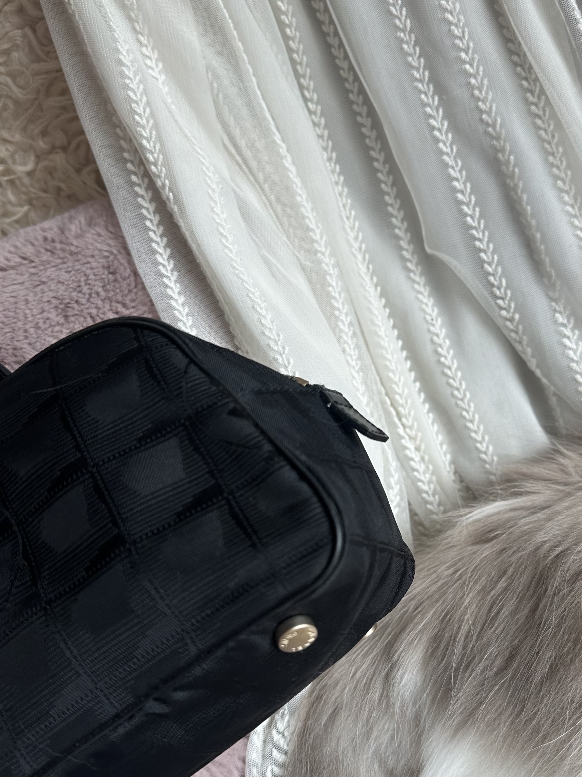 美品  03-04 vintage chanel black jacqurd shoulder bag 