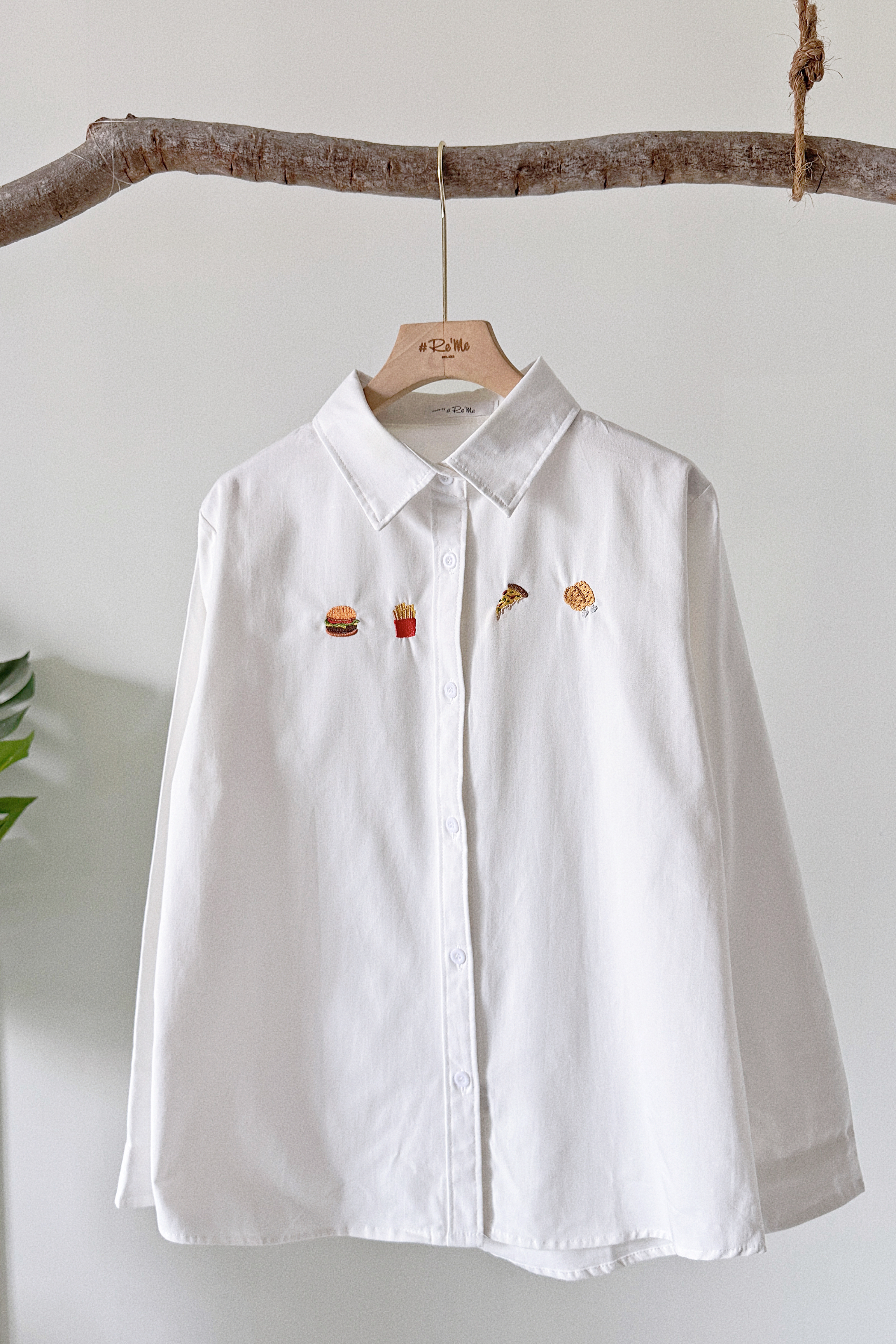 【小小满足🍔】设计款刺绣白衬衫 -（ 下单后2-3制作日）
