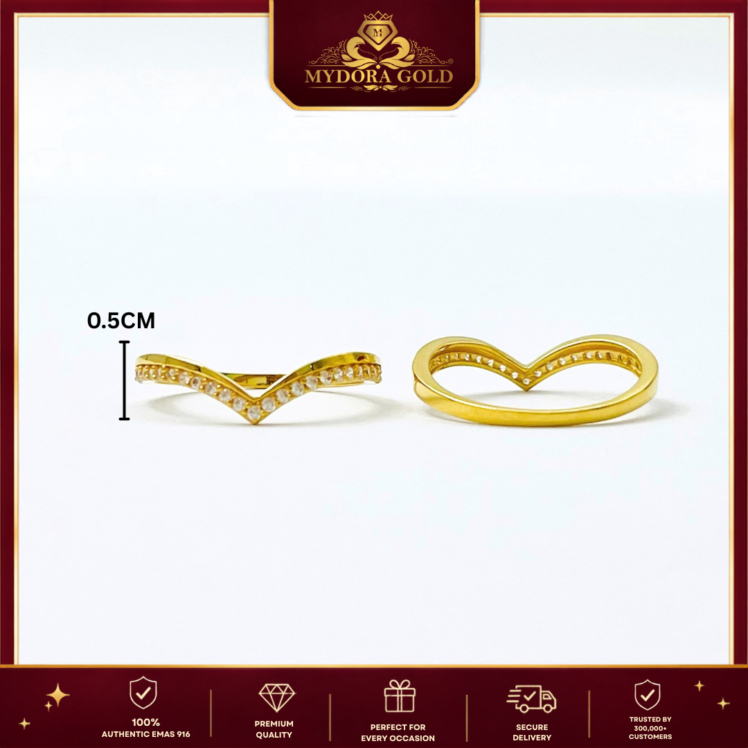 MYDORA Cincin Batu CZ Graceful V | EMAS 916/22K