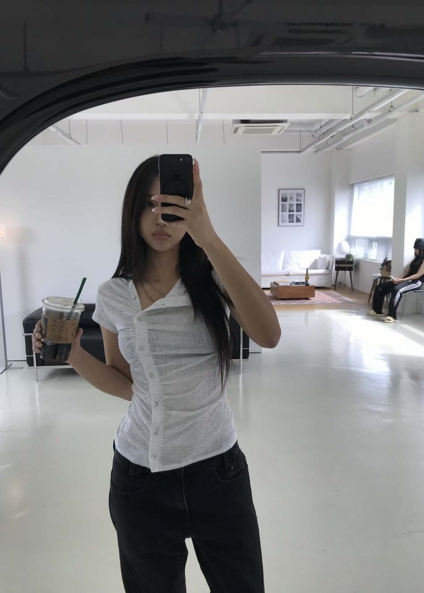 Asymmetric Button Ruched Top