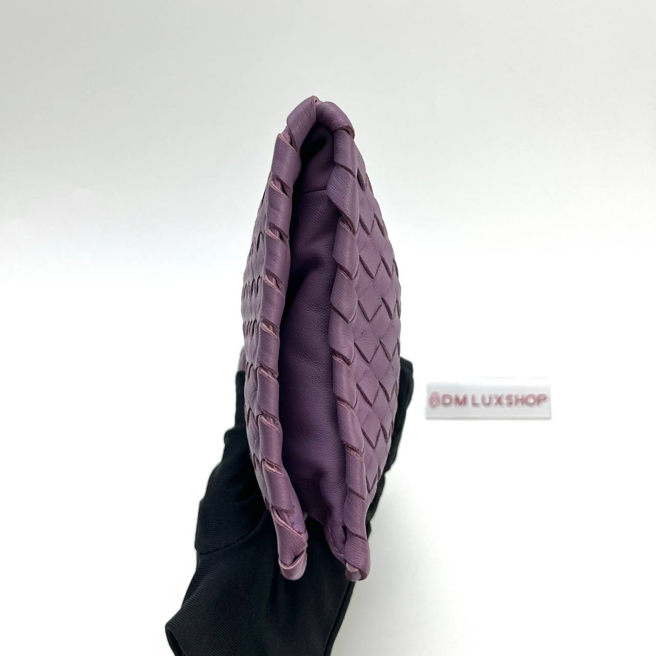 BV Intrecciato Turn Lock Clutch Purple