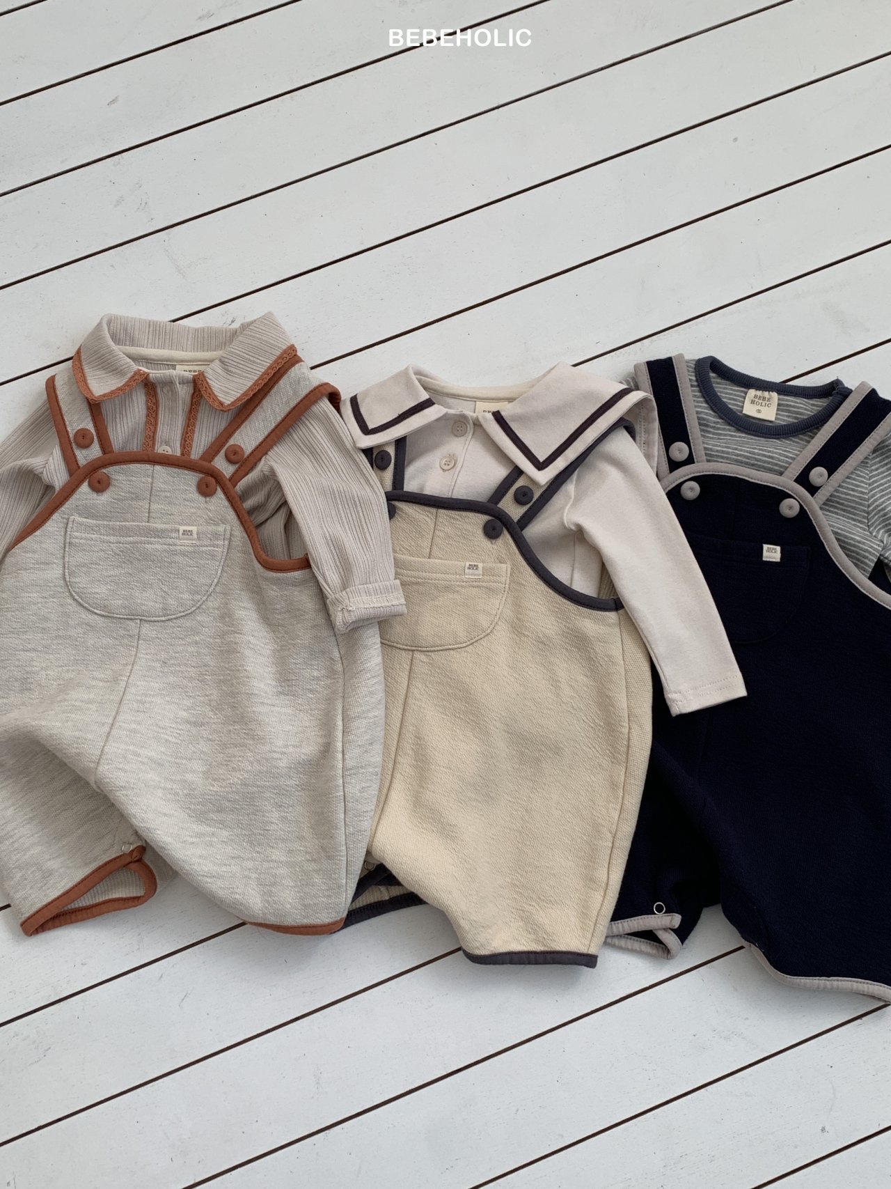 🌸預訂 韓國直送🌸🇰🇷BEBEHOLIC三色撞色吊帶工人褲