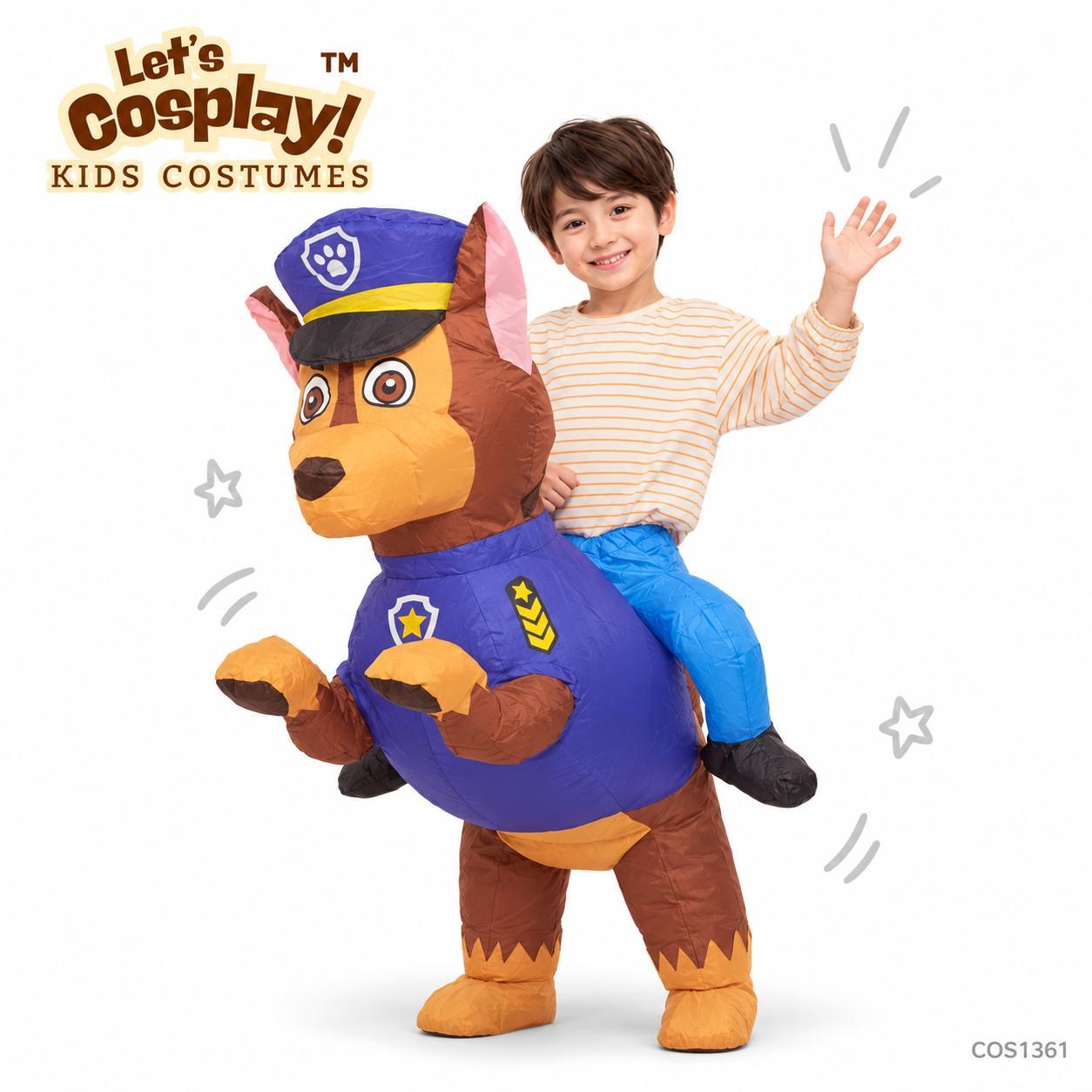 汪汪隊立大功阿奇 Chase 兒童充氣服裝 騎乘式警犬 Cosplay 萬聖節角色扮演服 Lets Cosplay cos1361
