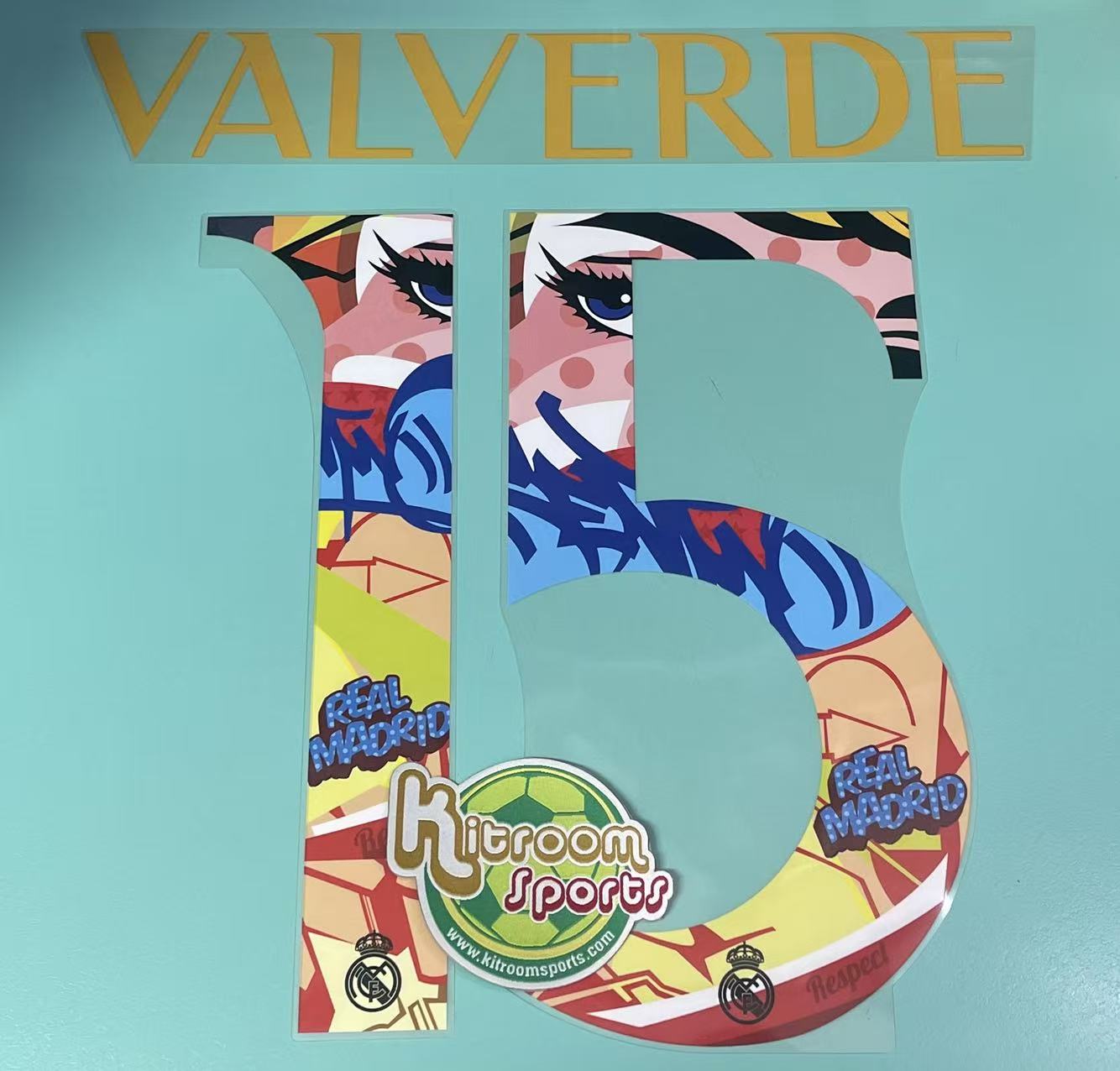 2023-24 Real Madrid Away US Tour Nameset #15 VALVERDE