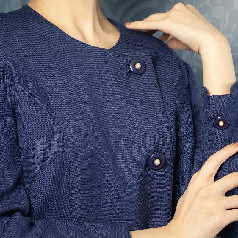 Vintage C.a. 1980-90s Marim Fashion Greyish Purple Side Button Blazer/Outer(FK099)