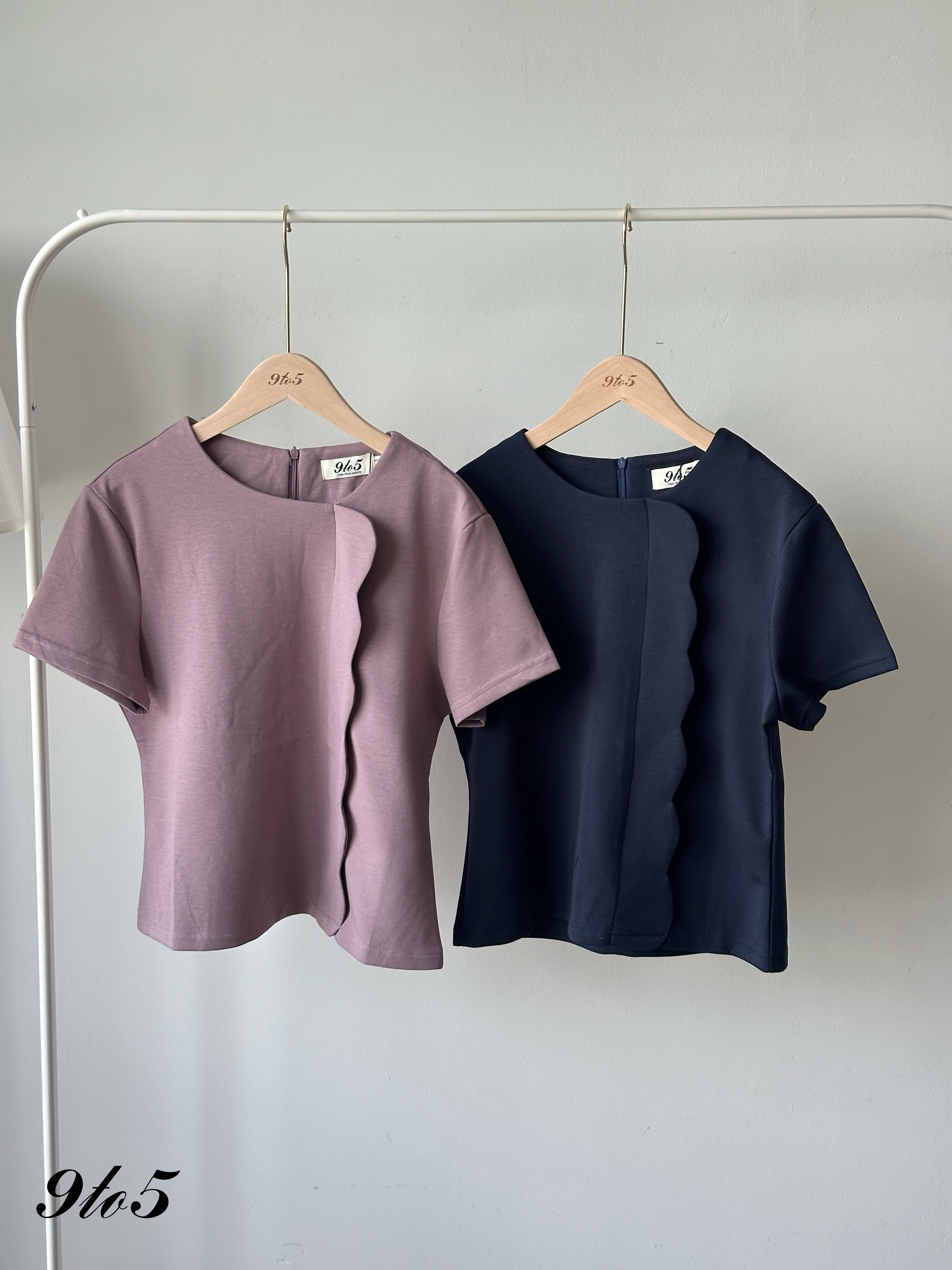 T4284 Short Sleeve Wavy Top - 4 Colors 