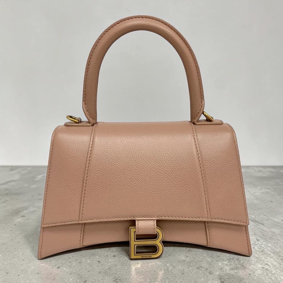 BALENCIAGA Nude Calfskin Hourglass 2 way bag 裸粉色牛皮兩用袋 593546 100%Authentic,95%new ✅dust bag