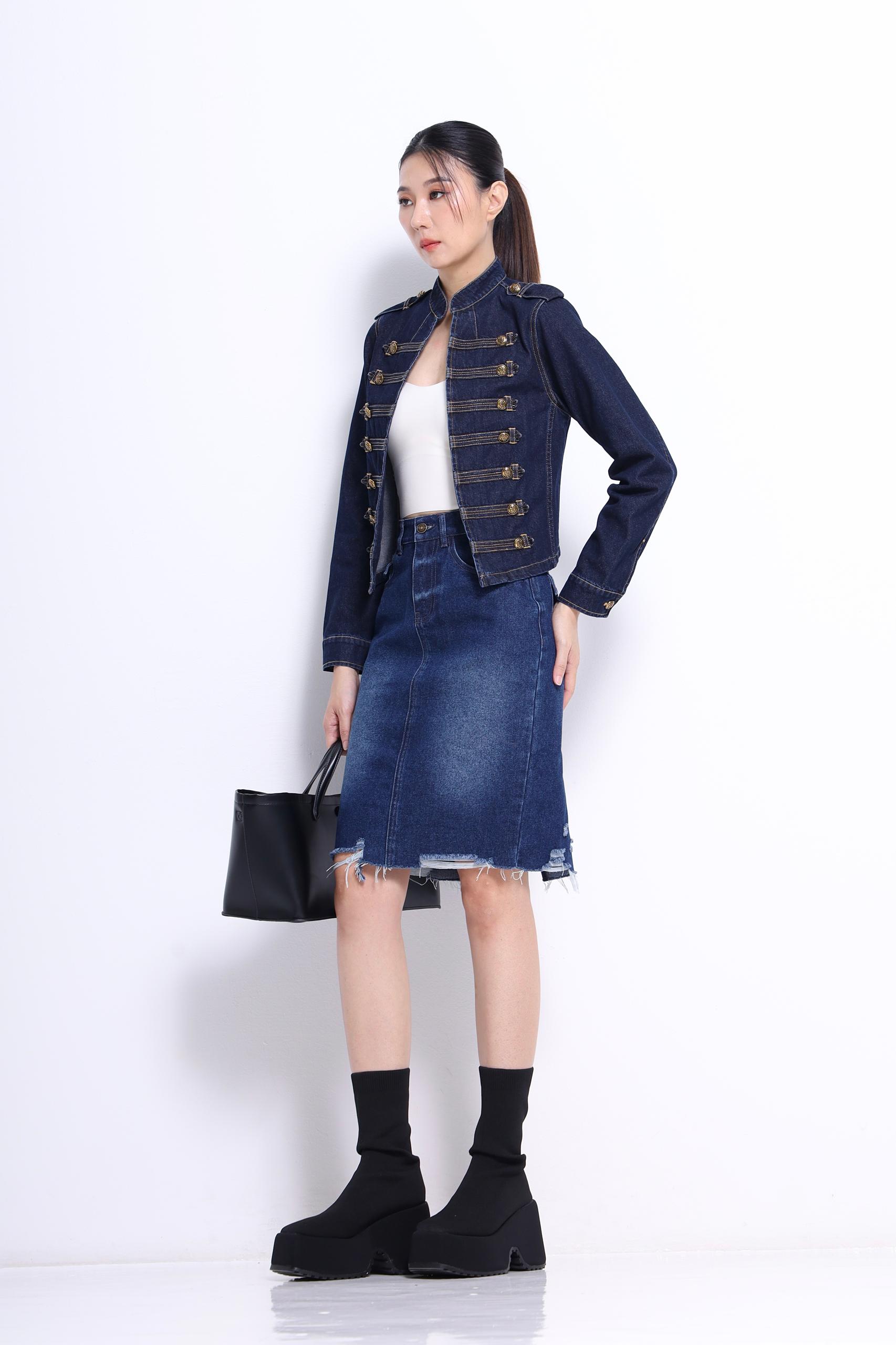 CS1426 Harper Denim Midi Skirt
