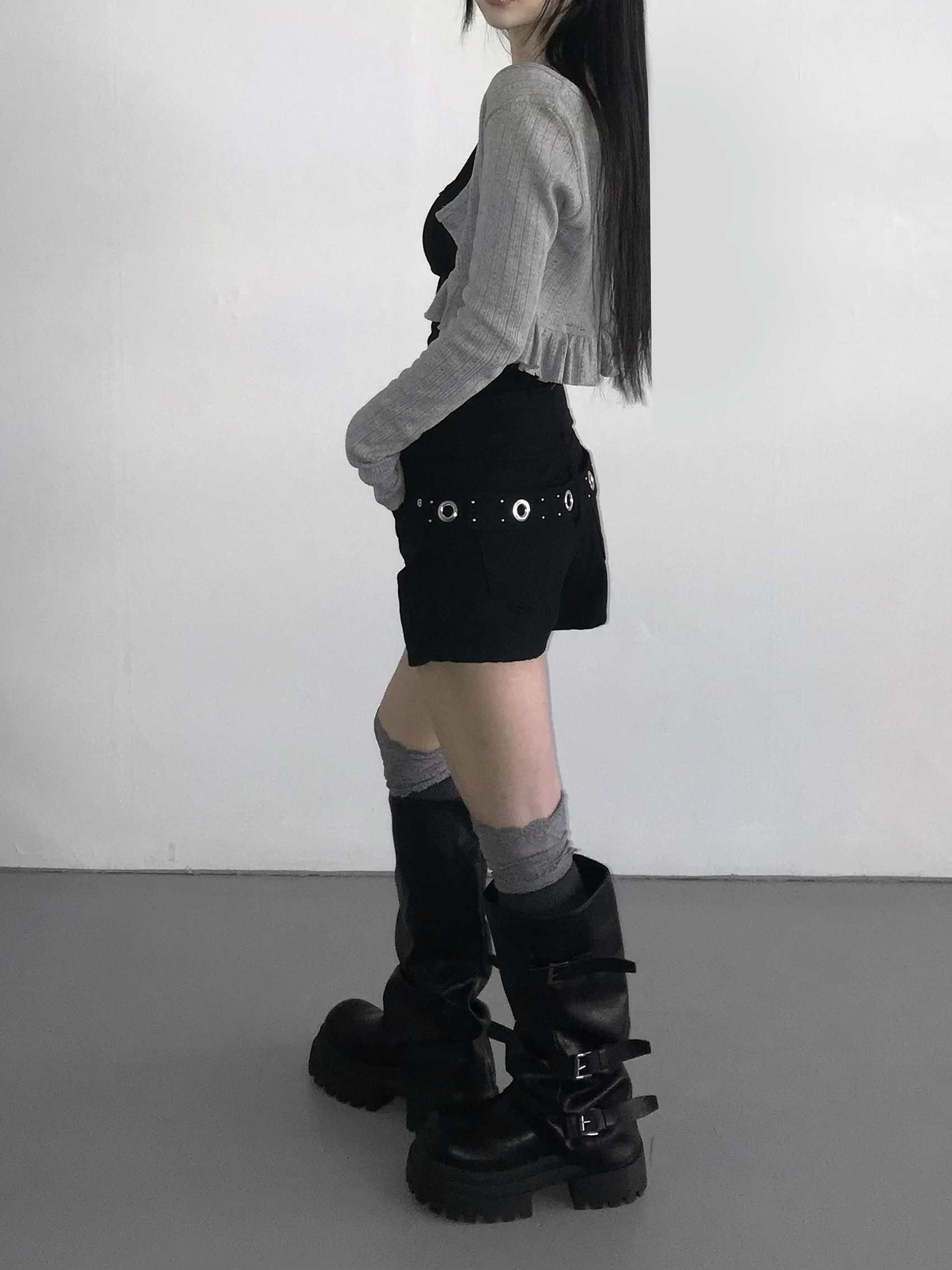 Grommet Belt Mini Shorts