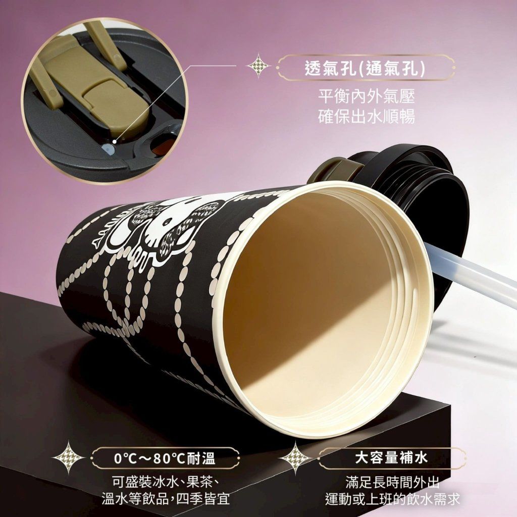 台灣直送Hello Kitty吸管式冷水壺600ml（千鳥紋款）