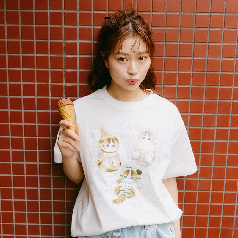 🌸 【預訂】mofusand Gelato T-shirt (White) - mofusand 5/6新品